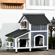 Casa para Gatos de Madeira com Floreira 96x65x85,5 cm Cinzento