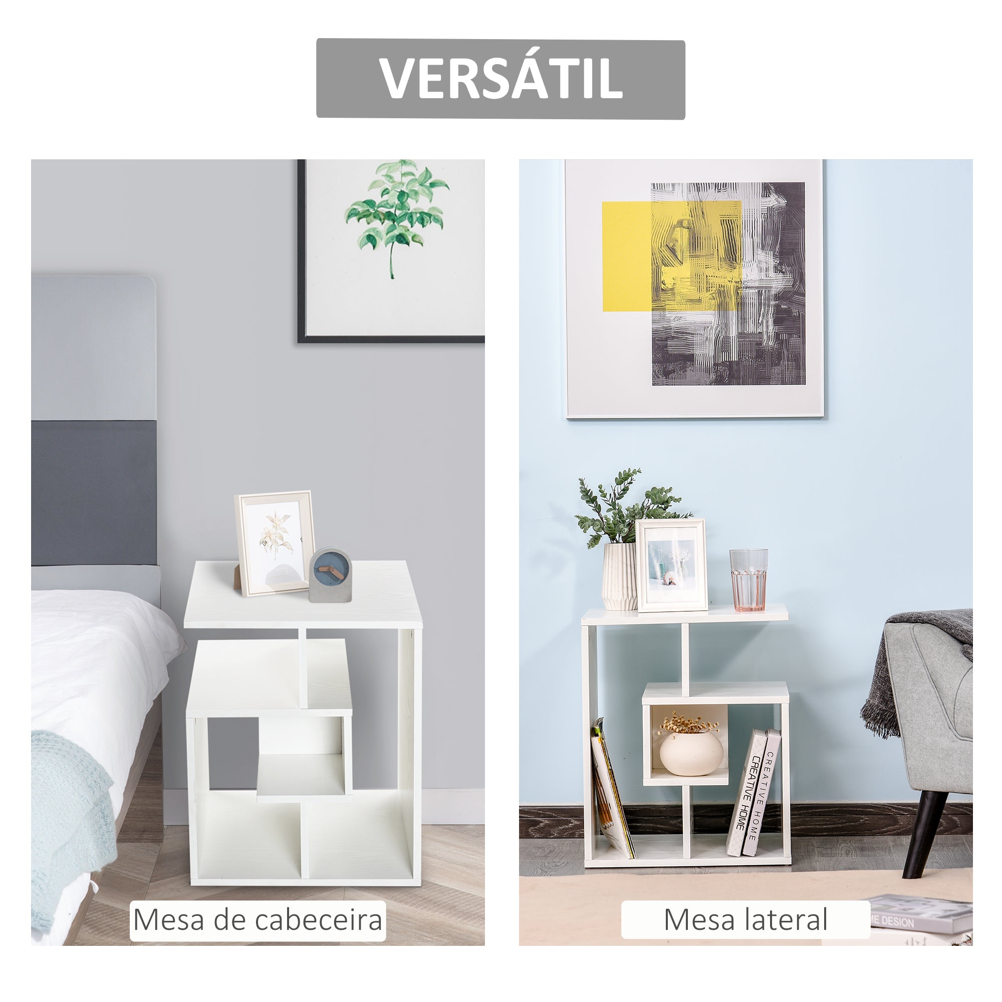 Mesa de Centro 3 Níveis 45x40x55cm - Branco
