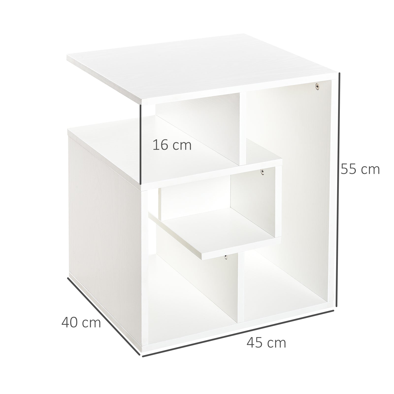 Mesa de Centro 3 Níveis 45x40x55cm - Branco