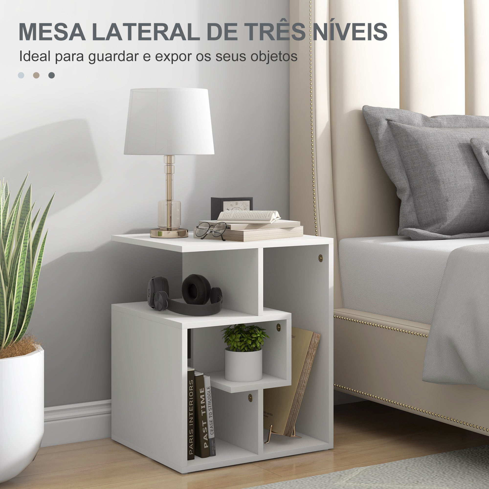 Mesa de Centro 3 Níveis 45x40x55cm - Branco