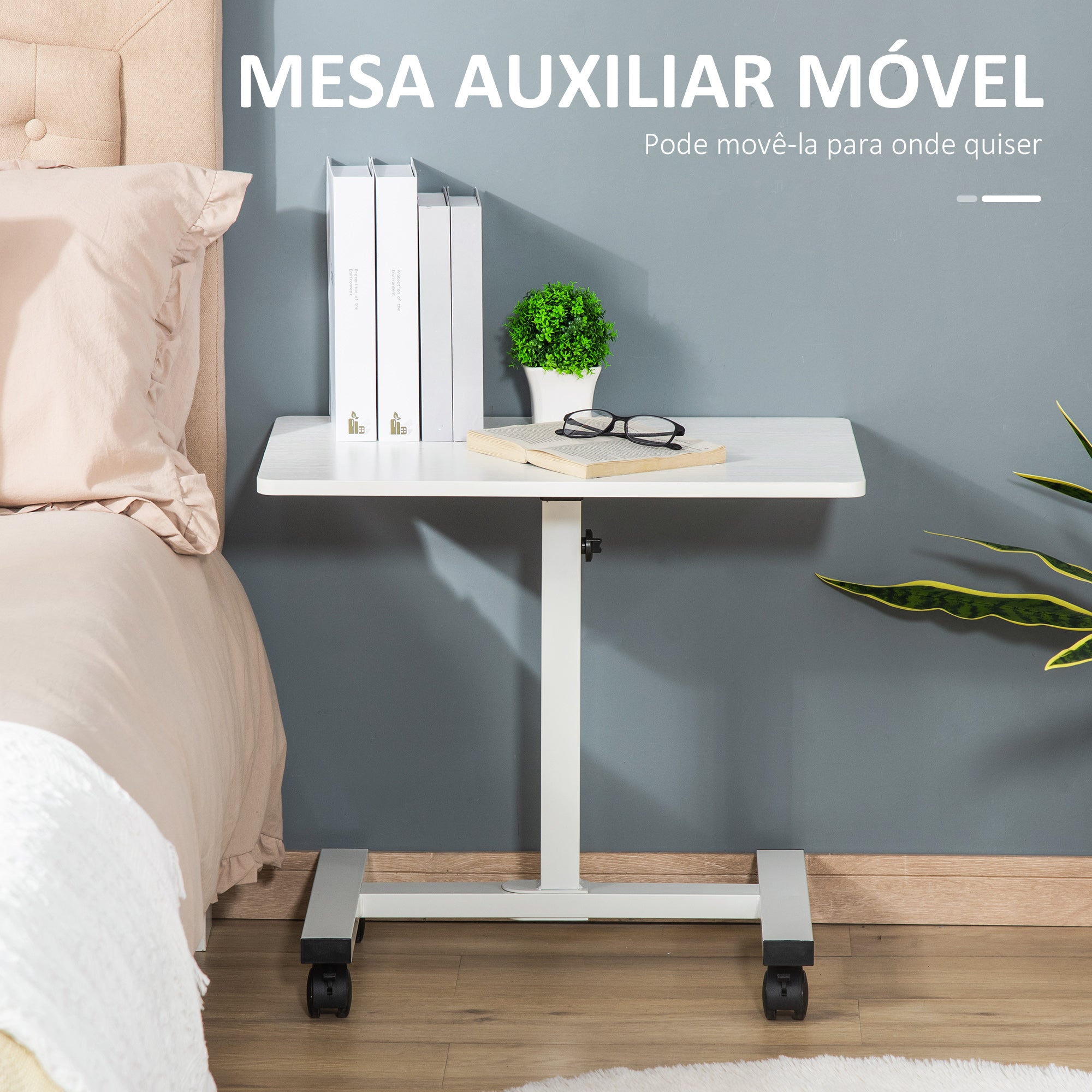 Mesa Auxiliar – 60x40x84cm – Branca – Metal
