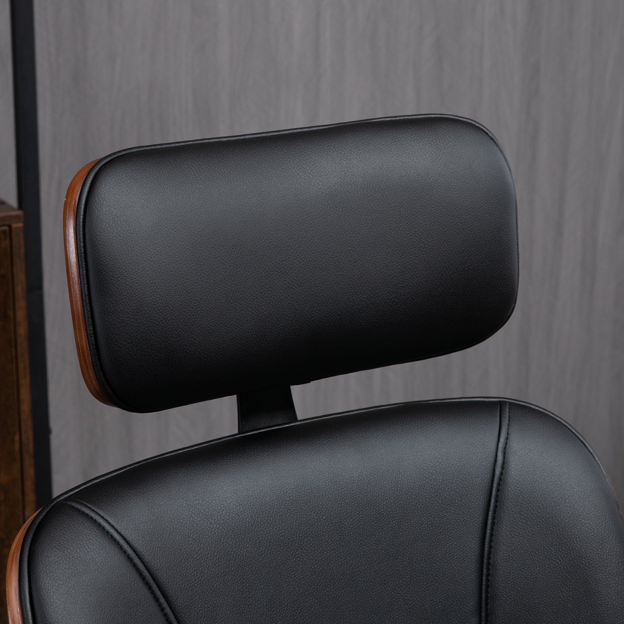 Cadeira de Escritório Conforto Máximo Couro PU Preto e Nogueira 63x62x120 cm