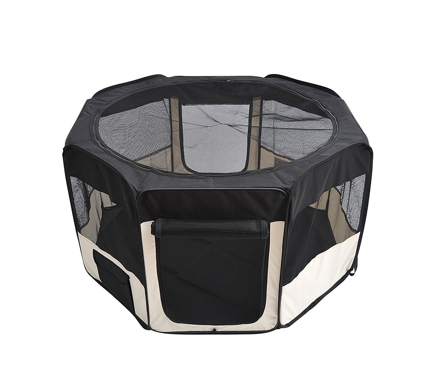 Parque para Animais de Estimação Ø114x58 cm Preto e Creme