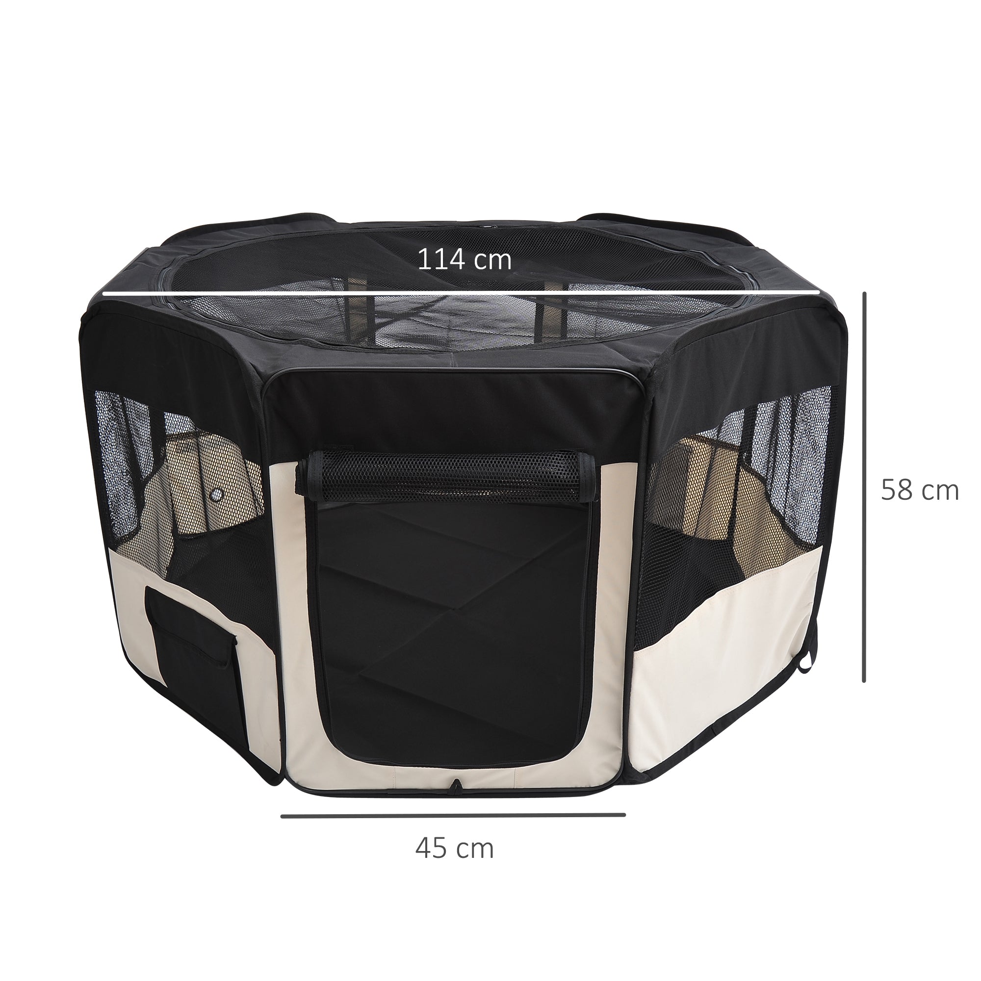 Parque para Animais de Estimação Ø114x58 cm Preto e Creme