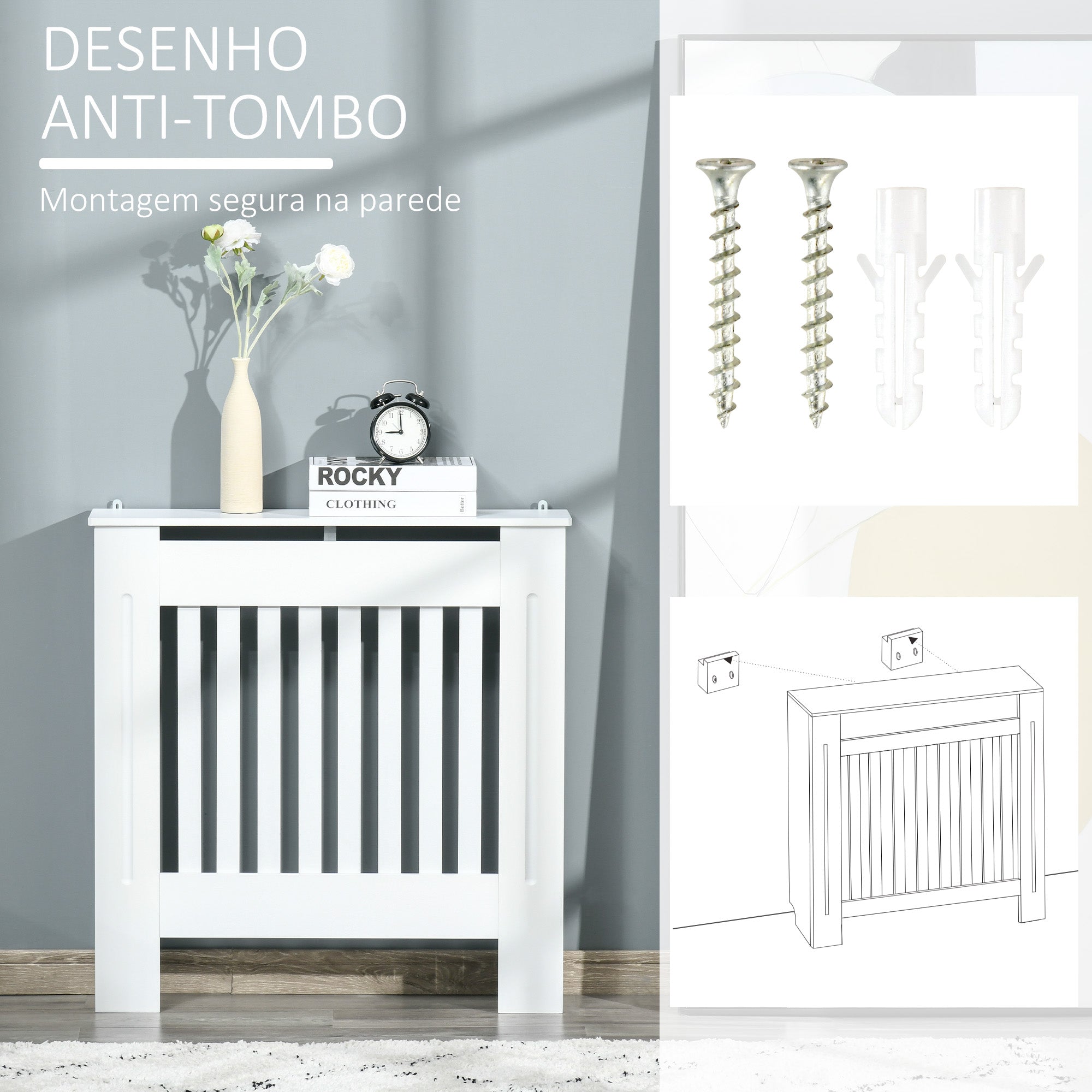 Cobertura para Radiador – 78x19x81 cm – Branca – MDF