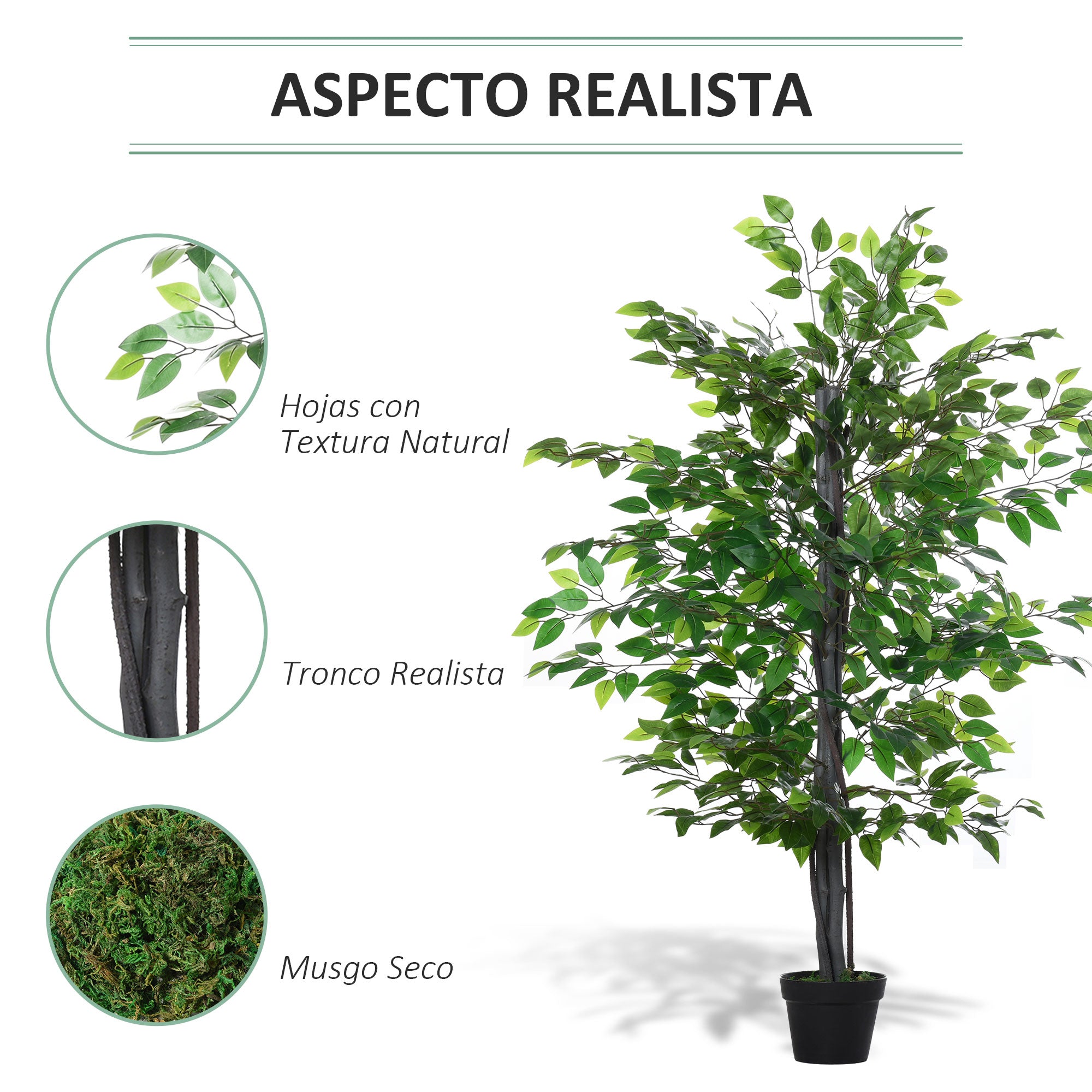 Planta Artificial Ficus com 145 cm de Altura e Vaso - Verde