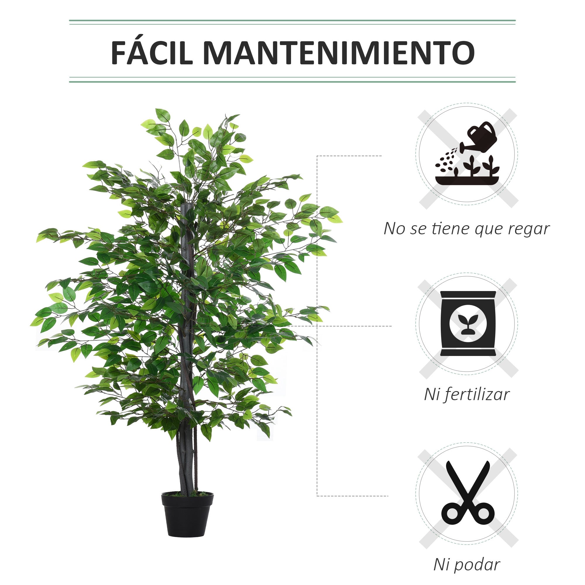 Planta Artificial Ficus com 145 cm de Altura e Vaso - Verde