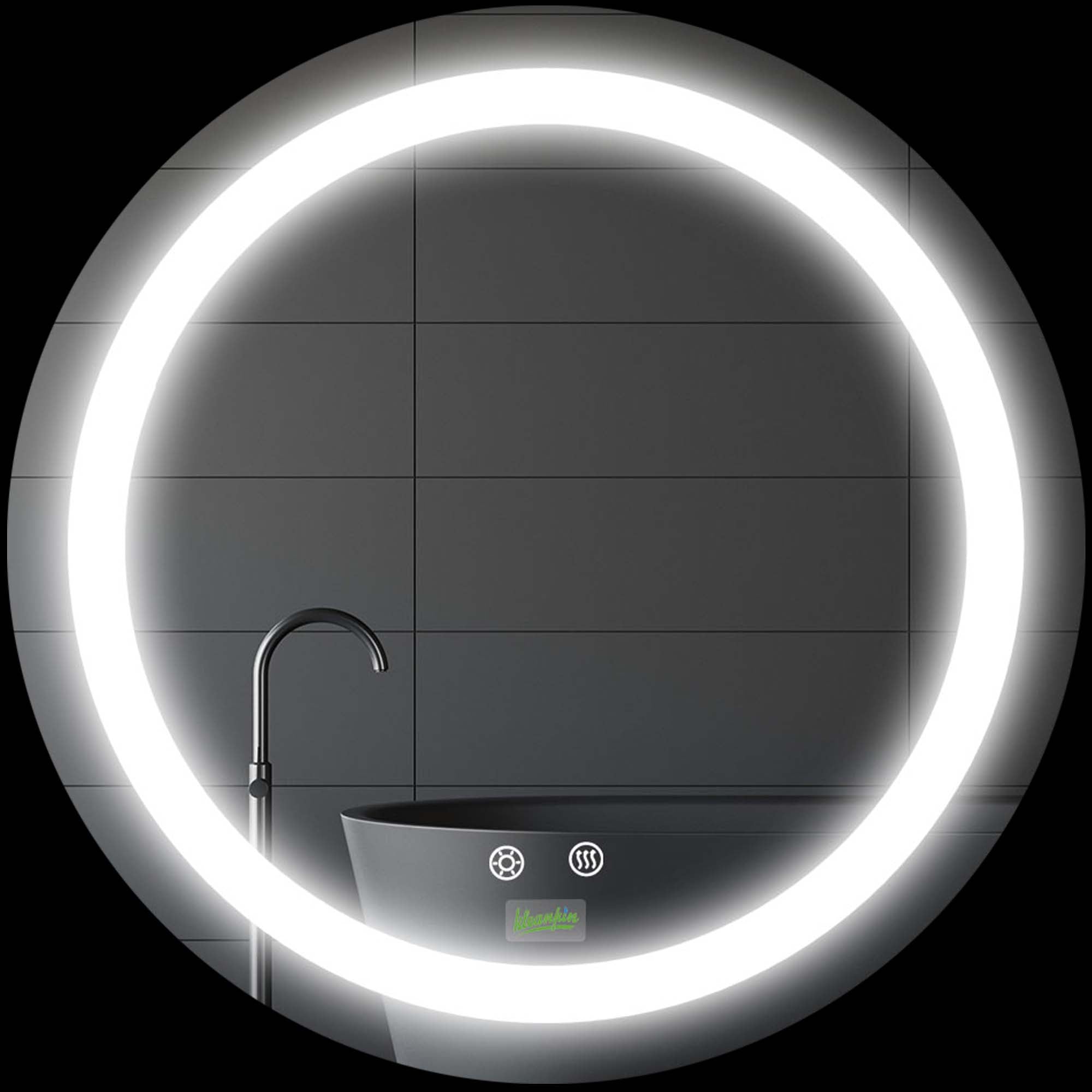 Espelho Redondo Prateado Ø50x4,6cm com Luz LED Ajustável