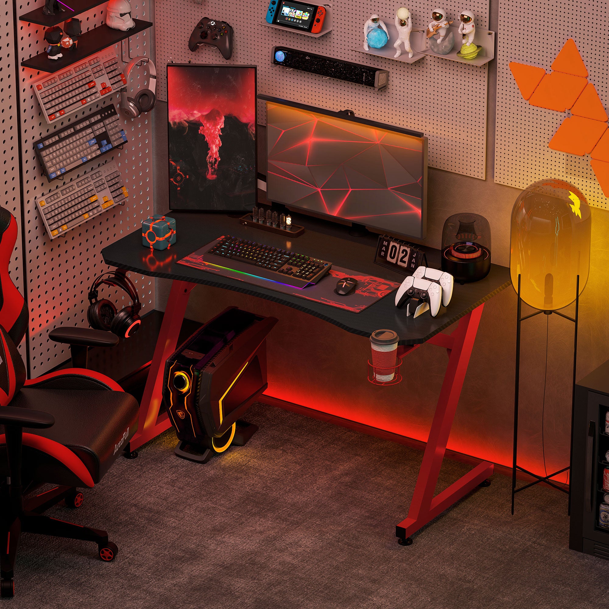 Secretária Gaming 120x65x74.5 cm - Vermelho e Preto