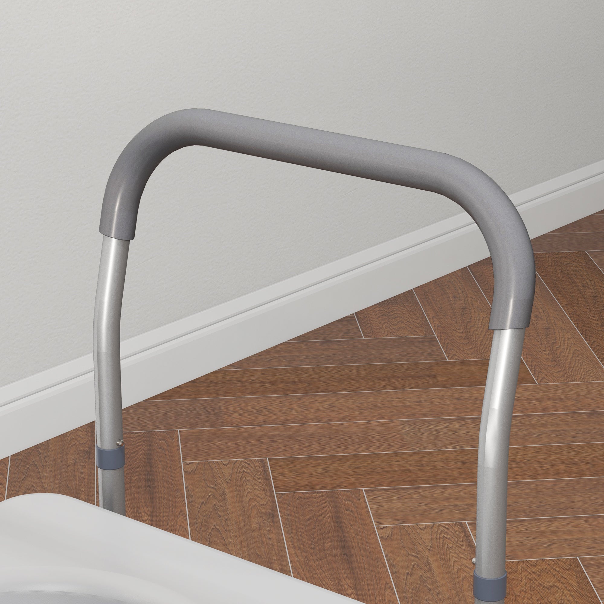Banco de Duche Higiénico 4 em 1 – 64x53x70-82 cm – Cinza – Alumínio e Plástico