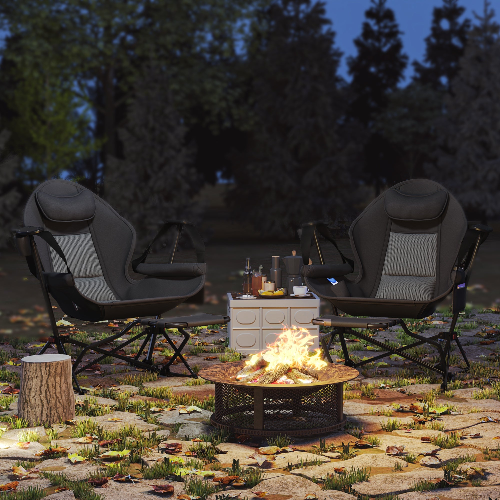 Conjunto de 2 Cadeiras Baloiço de Exterior Preto - 88x160x104 cm