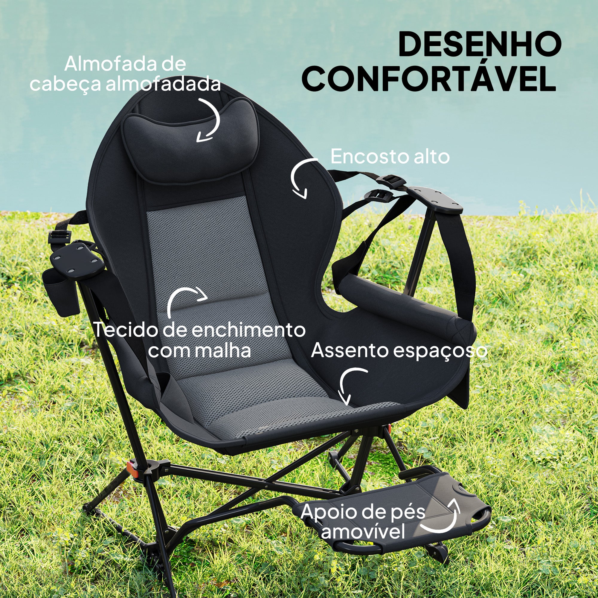 Conjunto de 2 Cadeiras Baloiço de Exterior Preto - 88x160x104 cm