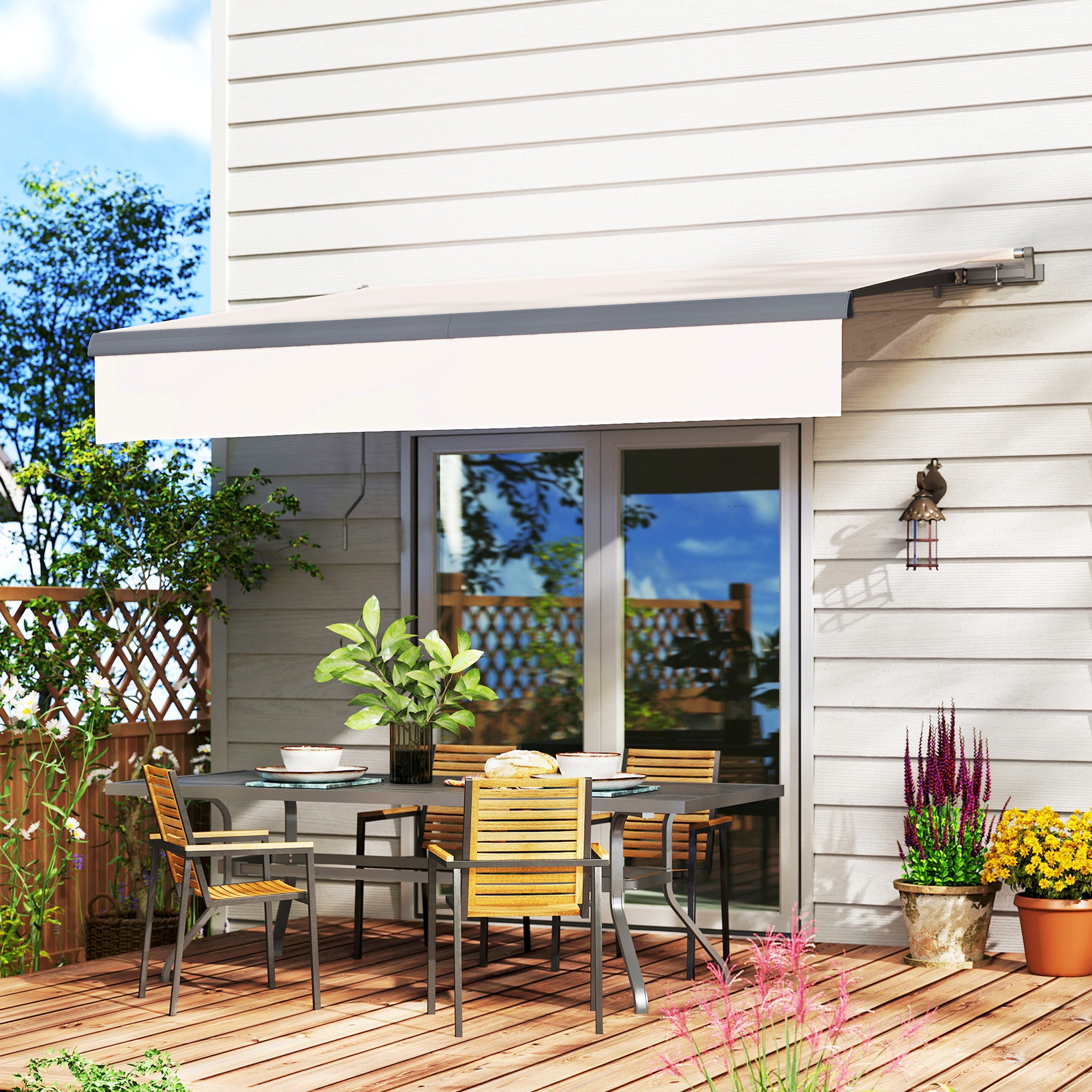 Toldo Retrátil Manual 295x200 cm - Cor Creme Branco