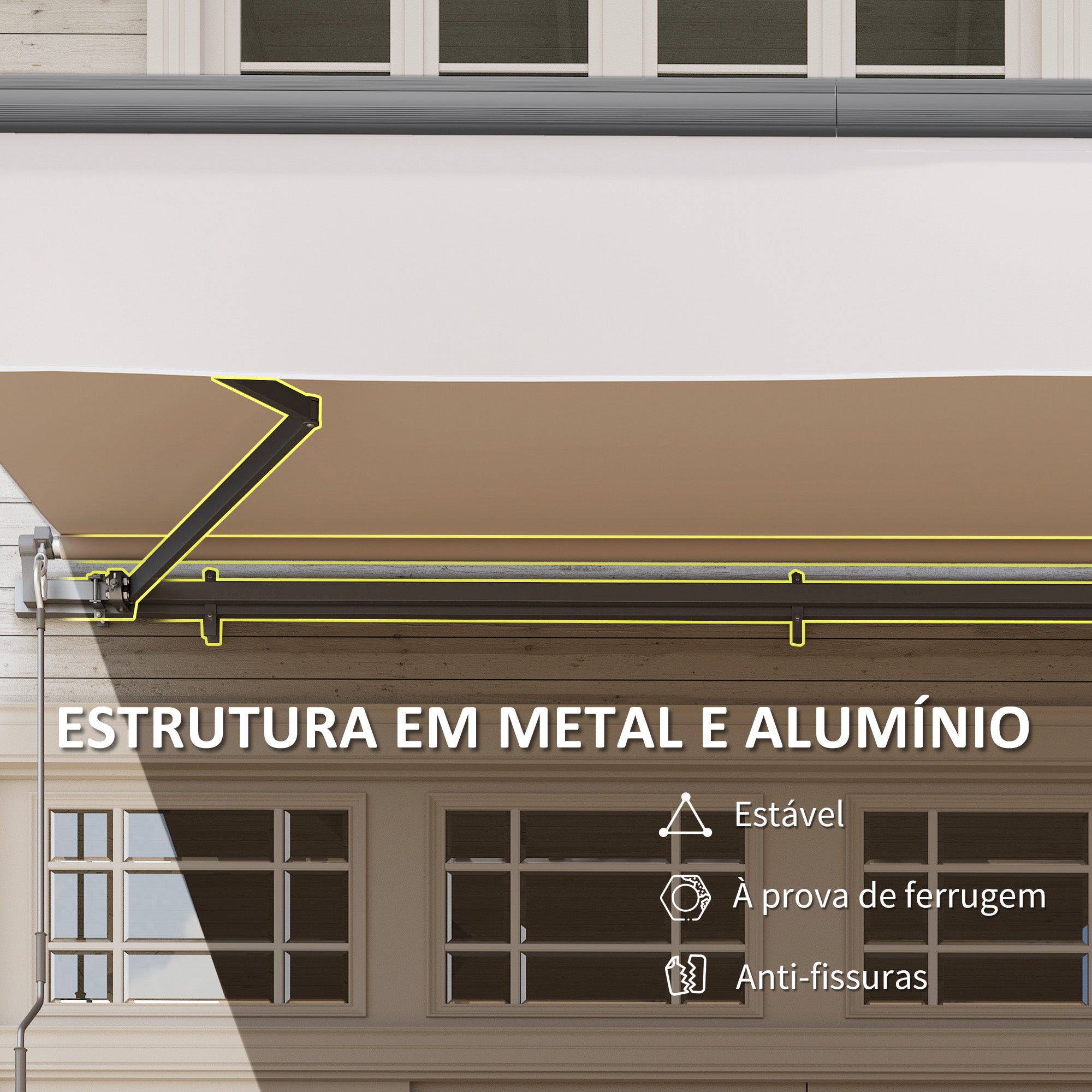 Toldo Retrátil Manual 295x200 cm - Cor Creme Branco