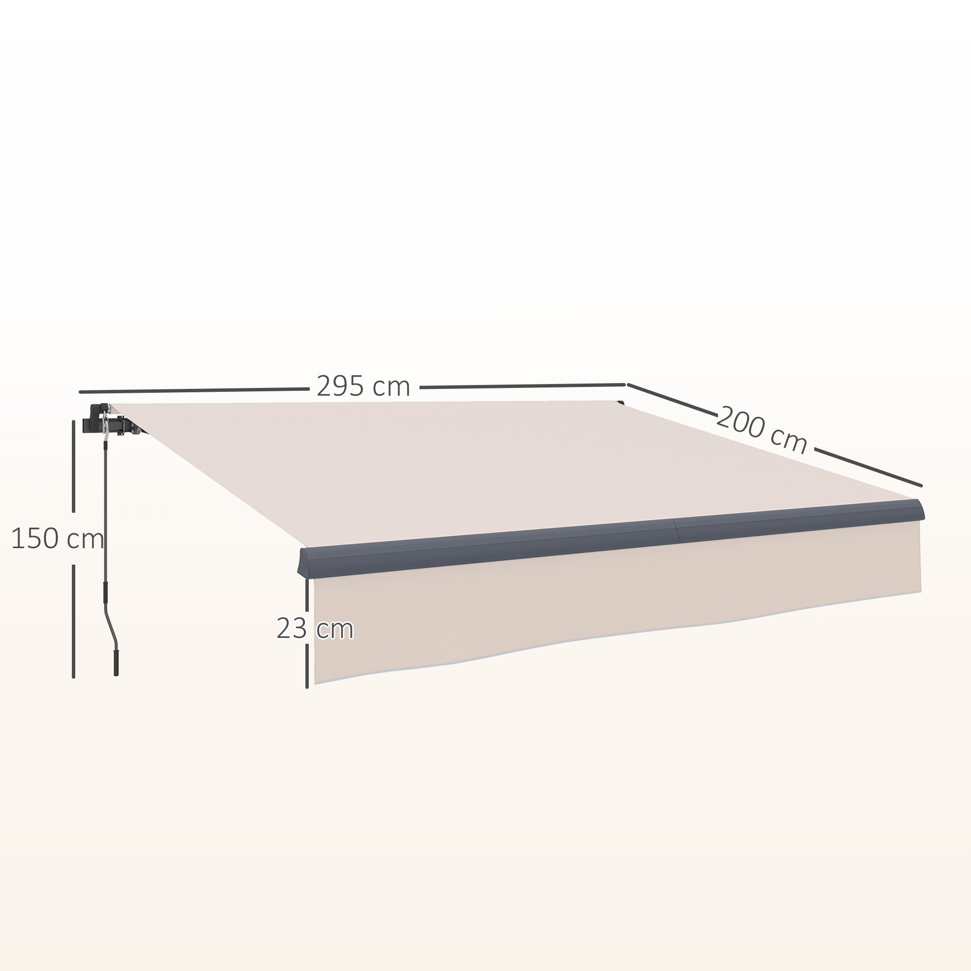 Toldo Retrátil Manual 295x200 cm - Cor Creme Branco