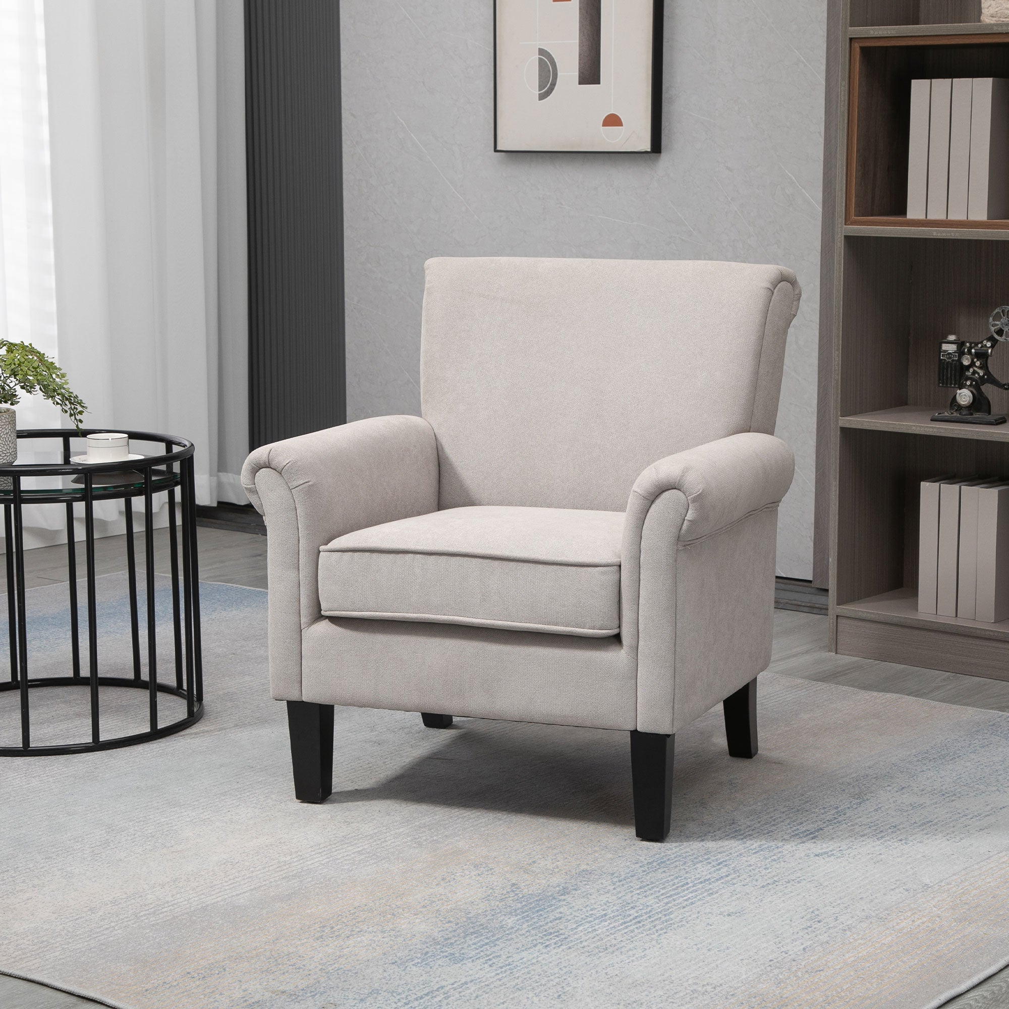 Poltrona Estofada Cinzenta 79x78x87cm - Conforto e Elegância para o seu Espaço