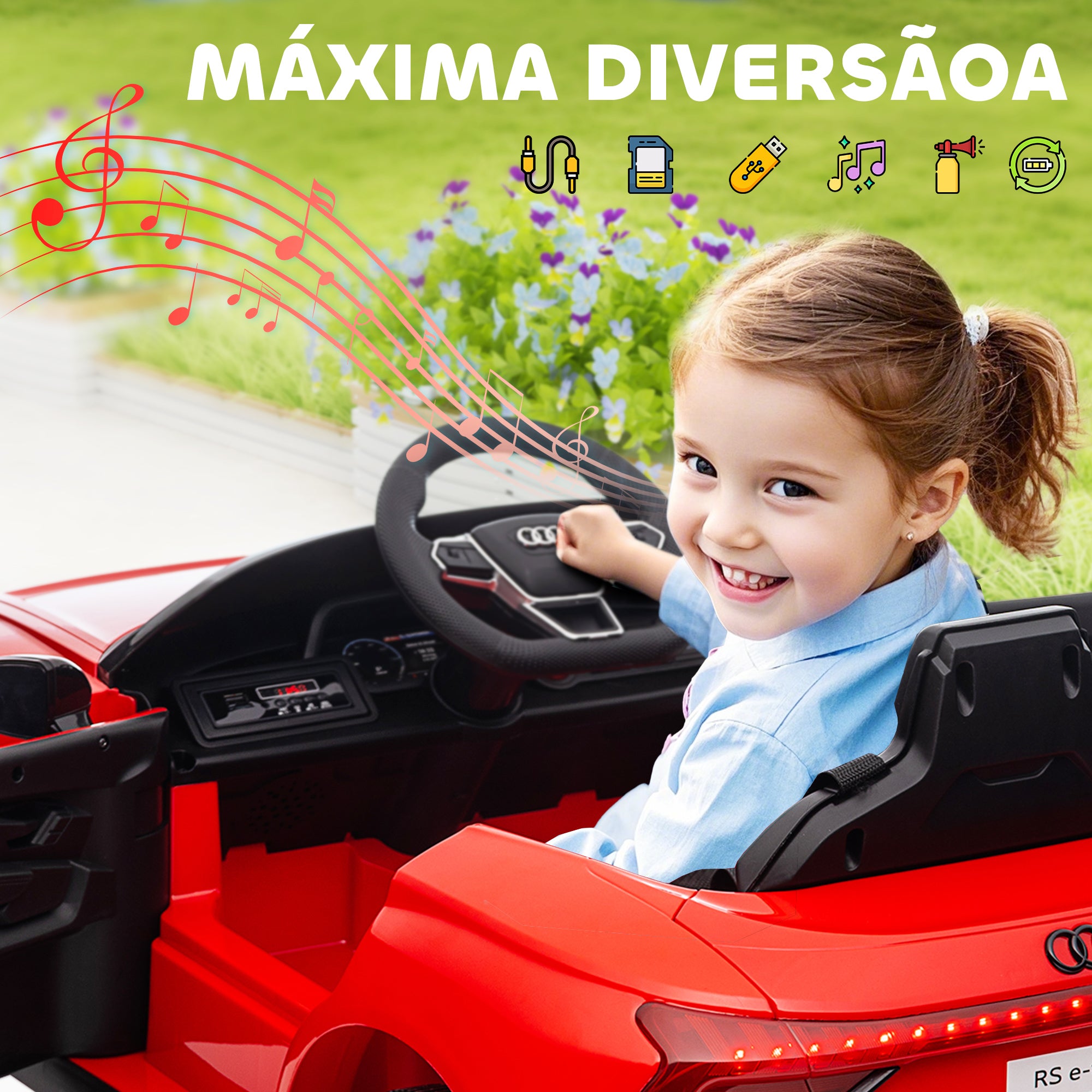 Carro Elétrico para Crianças 103x58x41 cm Vermelho