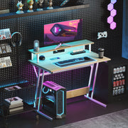 Secretária Gaming com Luzes LED – 100x60x88,5 cm – Branco – Madeira e Aço