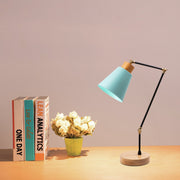 Candeeiro de Mesa Turquesa com Corpo de Metal e Base de Madeira, 52 cm de Altura, 14 cm de Diâmetro | Soquete E27, 40 W Máx. | Iluminação Elegante para Decoração Moderna