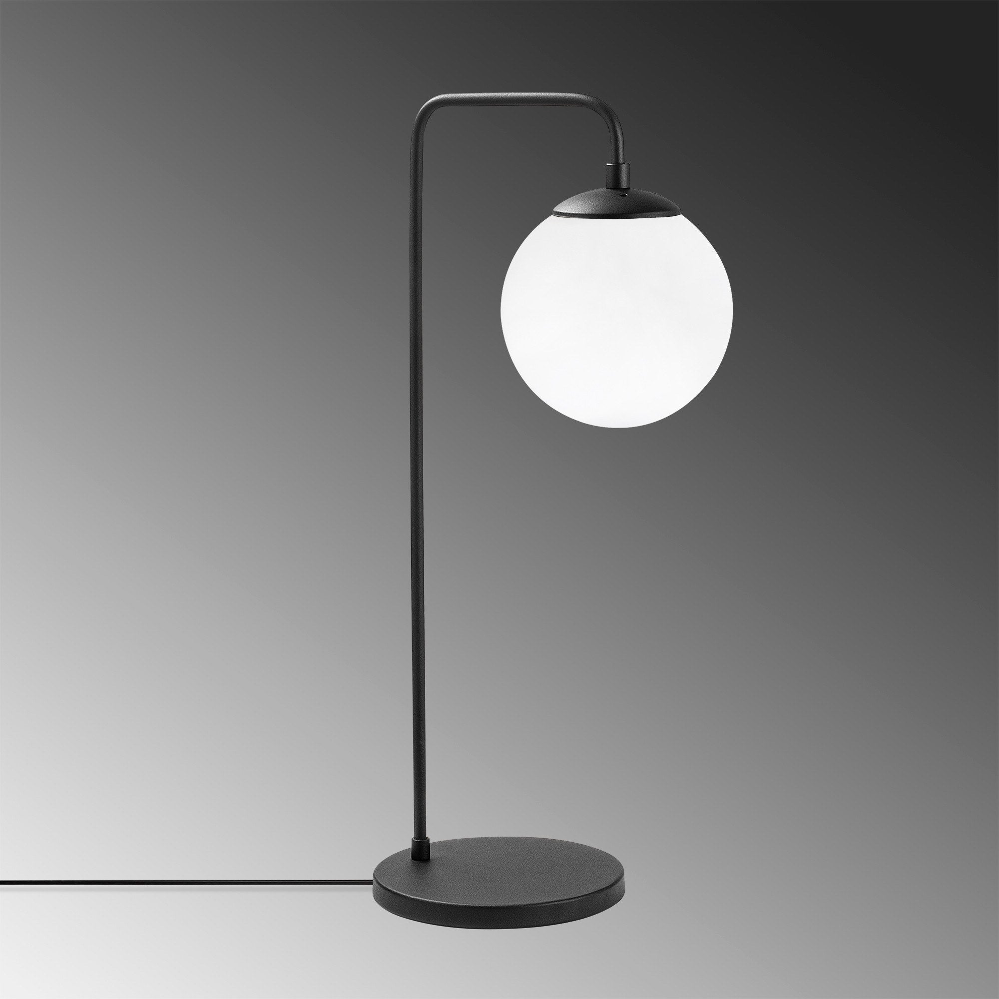Candeeiro de Mesa Elegante com Corpo de Metal e Tampa de Vidro, 17 x 25 x 55 cm | Botão Liga/Desliga, Soquete E14, Design Preto e Branco | Perfeito para Decoração Moderna