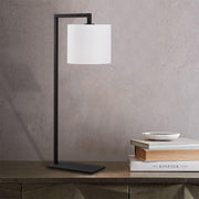 Candeeiro de Mesa estilosa, corpo de ferro com tampa de tecido, 27 x 20 cm, altura 65 cm | Soquete E27, 40 W máx., interruptor liga/desliga, cabo de 200 cm | Design moderno em branco e preto