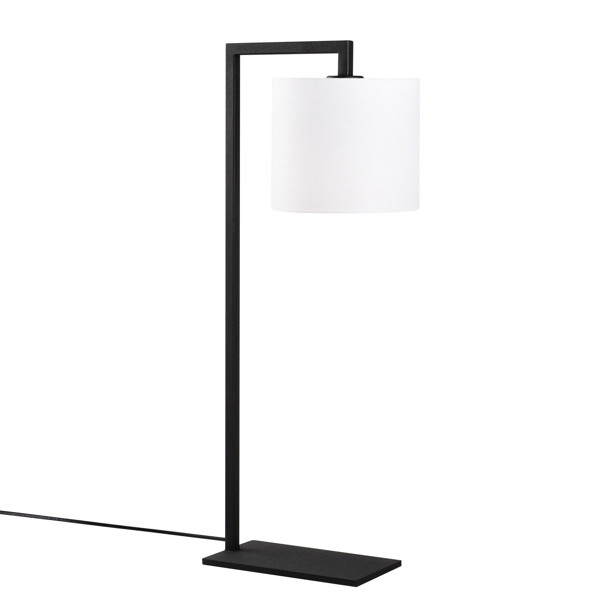 Candeeiro de Mesa estilosa, corpo de ferro com tampa de tecido, 27 x 20 cm, altura 65 cm | Soquete E27, 40 W máx., interruptor liga/desliga, cabo de 200 cm | Design moderno em branco e preto