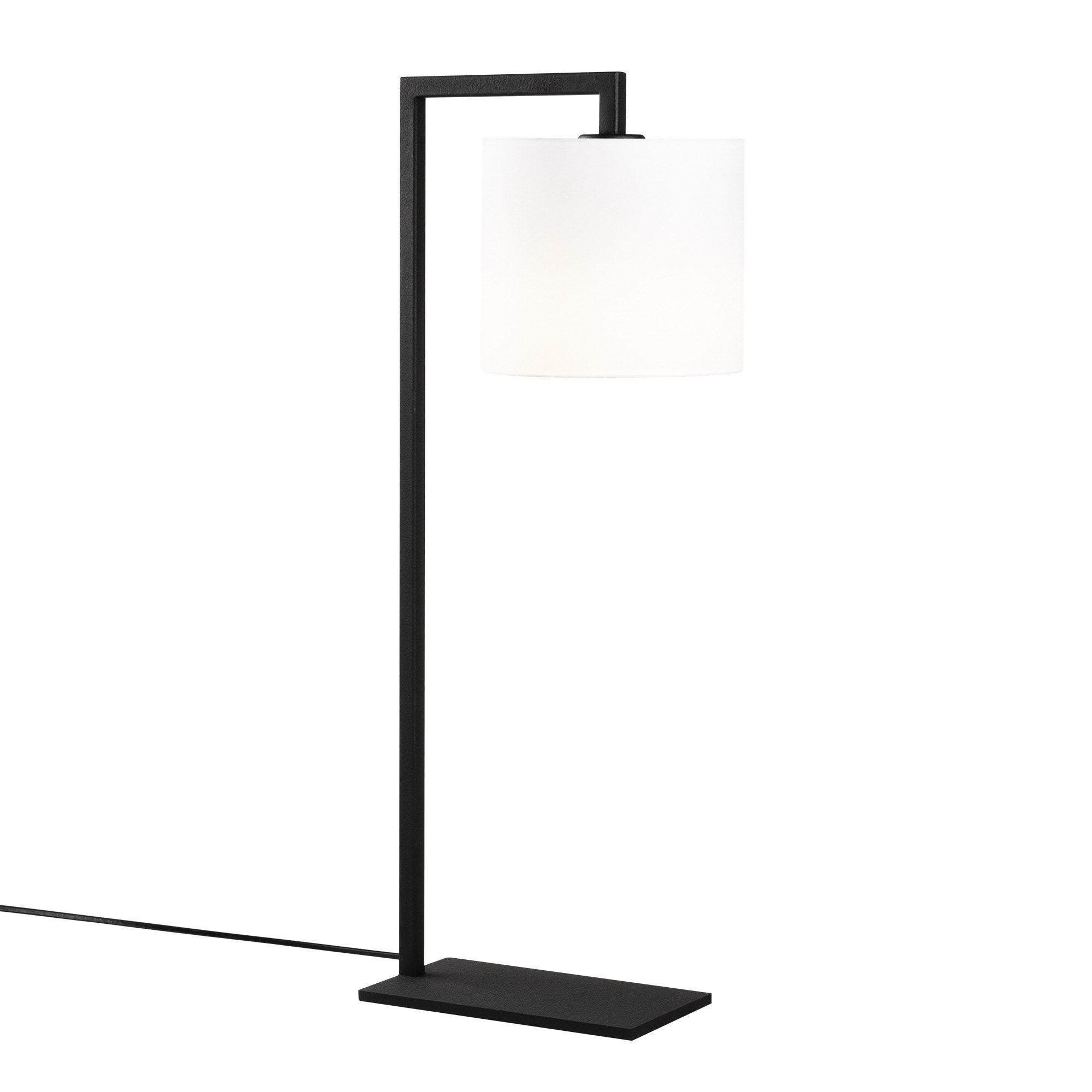 Candeeiro de Mesa estilosa, corpo de ferro com tampa de tecido, 27 x 20 cm, altura 65 cm | Soquete E27, 40 W máx., interruptor liga/desliga, cabo de 200 cm | Design moderno em branco e preto