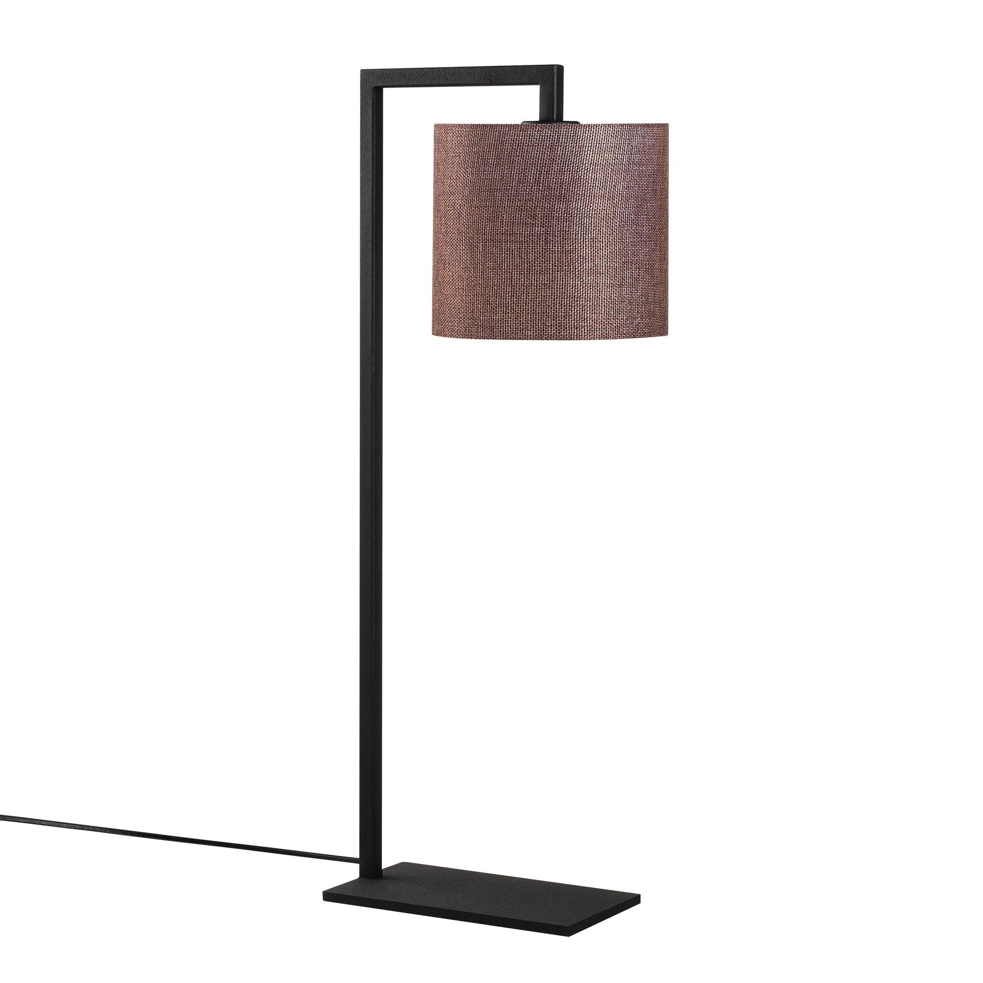 Candeeiro de Mesa estilosa com corpo de metal e tampa de tecido, 27 x 20 cm, altura 65 cm | Soquete E27, 40 W máx., cabo de 200 cm | Marrom e preto, design moderno