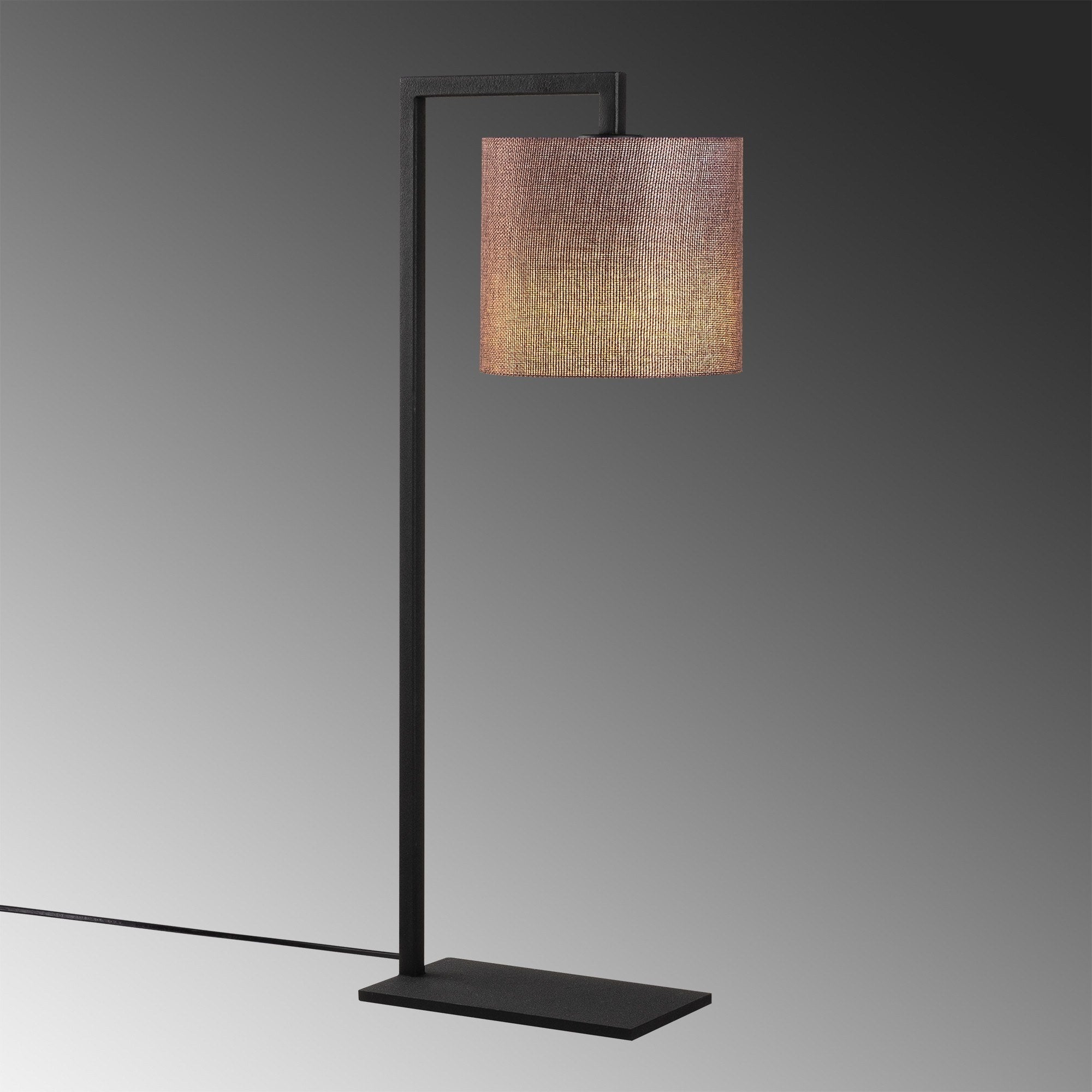 Candeeiro de Mesa estilosa com corpo de metal e tampa de tecido, 27 x 20 cm, altura 65 cm | Soquete E27, 40 W máx., cabo de 200 cm | Marrom e preto, design moderno