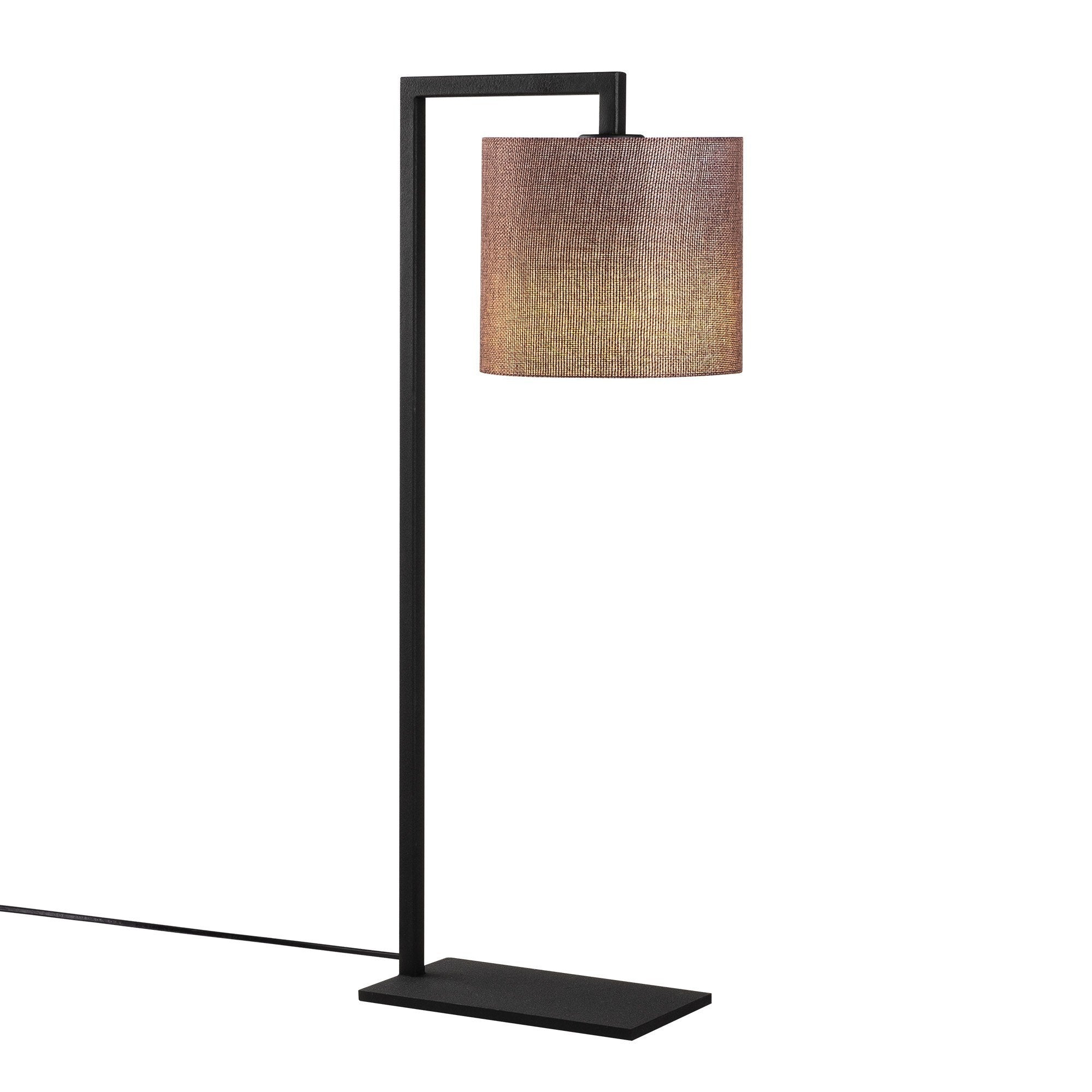 Candeeiro de Mesa estilosa com corpo de metal e tampa de tecido, 27 x 20 cm, altura 65 cm | Soquete E27, 40 W máx., cabo de 200 cm | Marrom e preto, design moderno