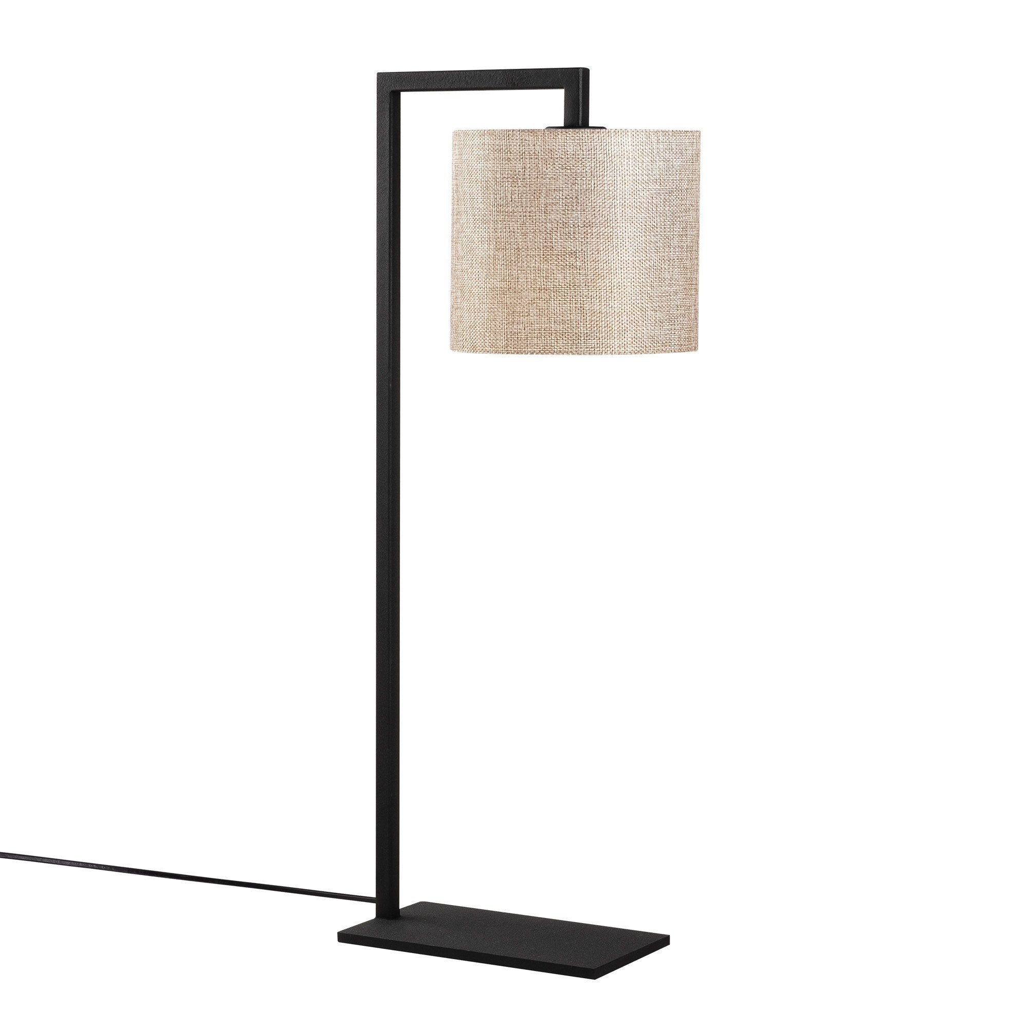 Candeeiro de Mesa Elegante com Corpo de Metal e Tampa de Tecido, 27 x 20 cm, Altura 65 cm | Interruptor Liga/Desliga, Cabo de 200 cm, Soquete E27, Creme e Preto | Iluminação Elegante para Qualquer Ambiente