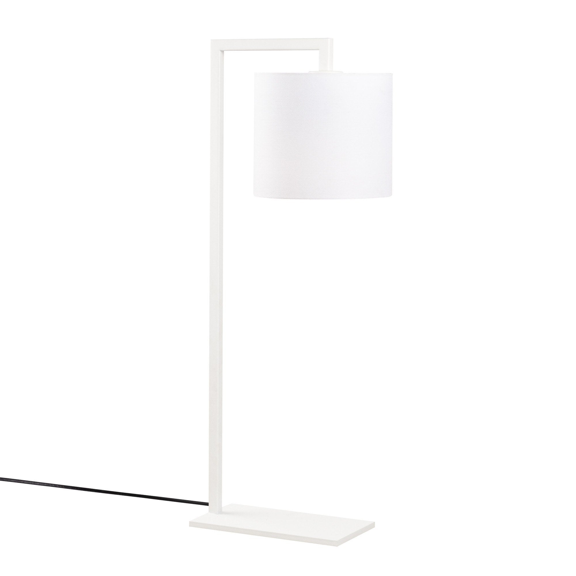 Candeeiro de Mesa Elegante Branca, Corpo de Metal, 65 cm de Altura, Base de Tecido, Soquete E27, 40 W Máx., Cabo de 200 cm com Interruptor Liga/Desliga | Ideal para Casa e Escritório
