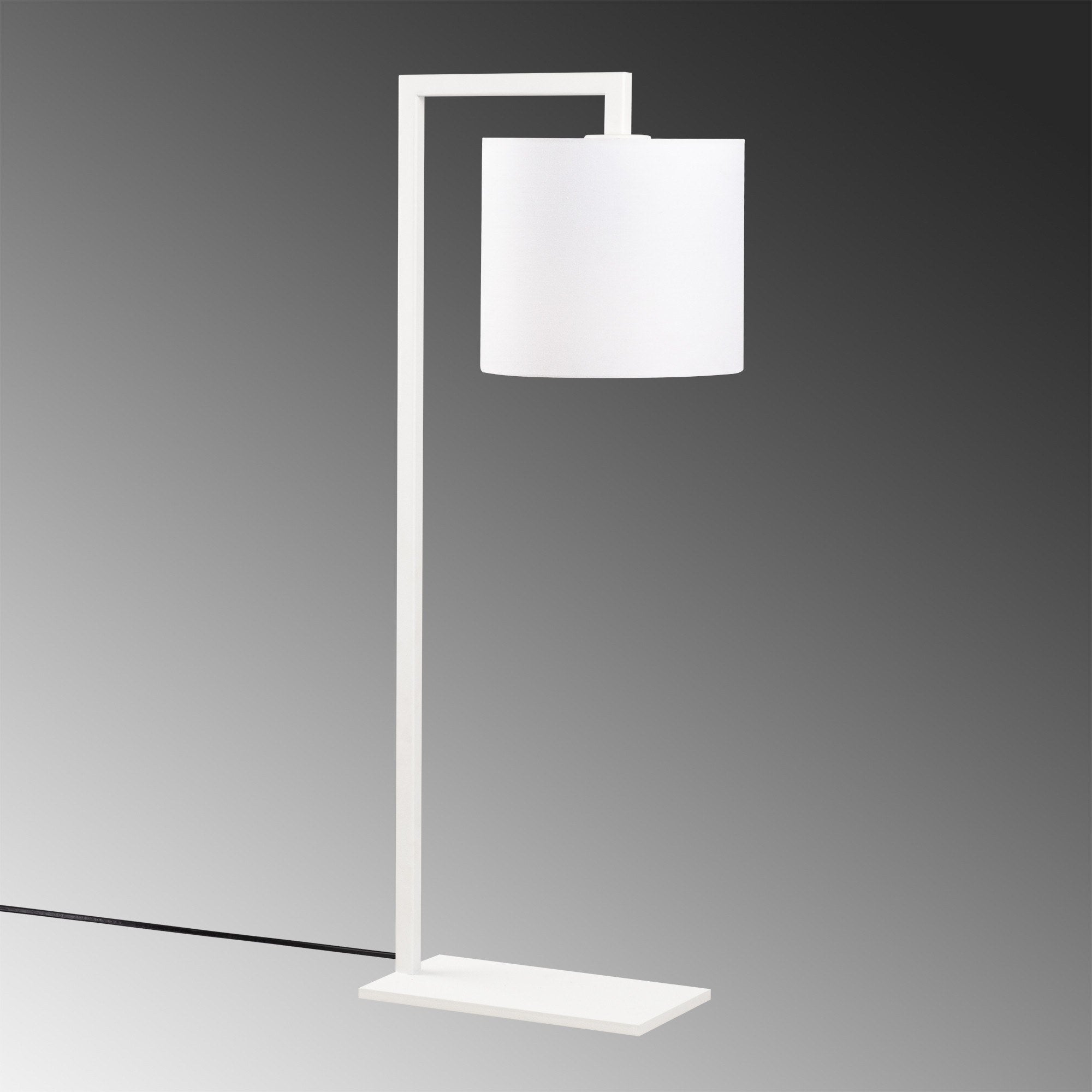 Candeeiro de Mesa Elegante Branca, Corpo de Metal, 65 cm de Altura, Base de Tecido, Soquete E27, 40 W Máx., Cabo de 200 cm com Interruptor Liga/Desliga | Ideal para Casa e Escritório