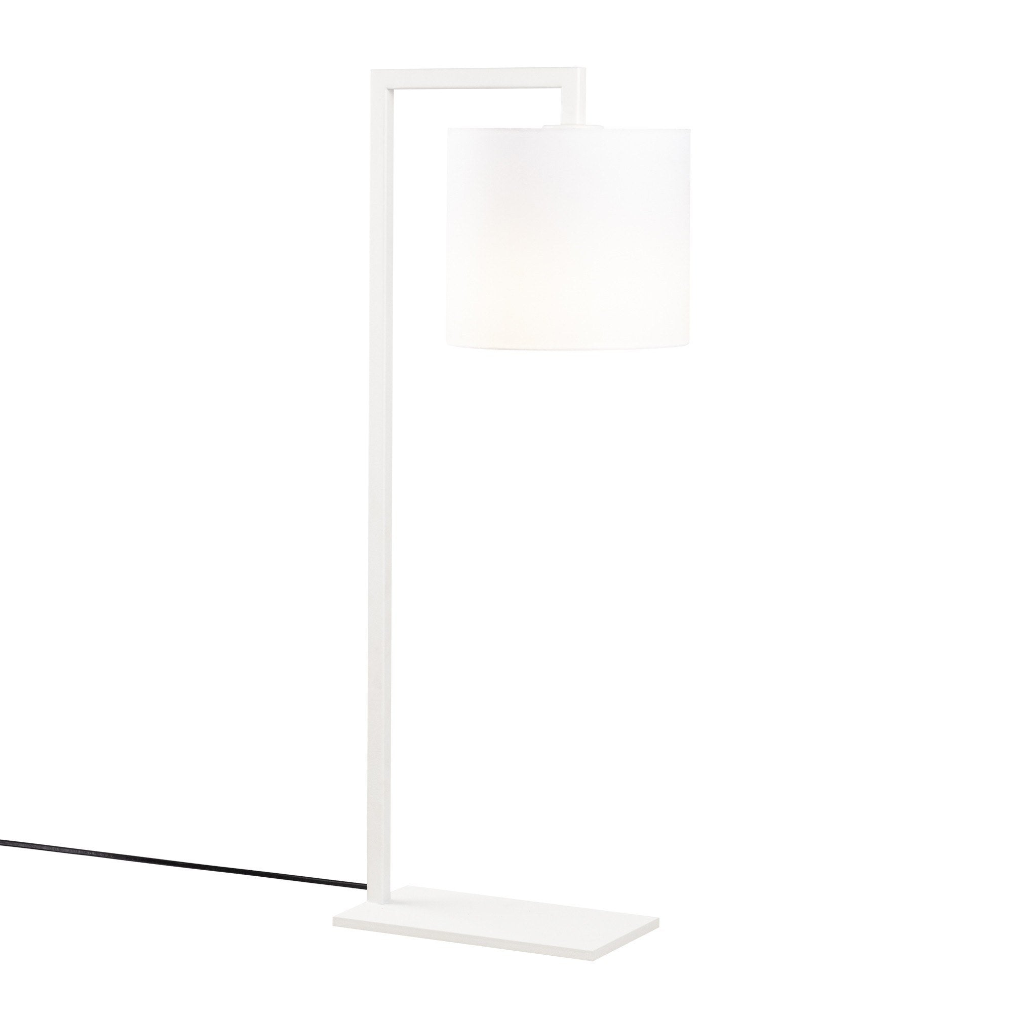 Candeeiro de Mesa Elegante Branca, Corpo de Metal, 65 cm de Altura, Base de Tecido, Soquete E27, 40 W Máx., Cabo de 200 cm com Interruptor Liga/Desliga | Ideal para Casa e Escritório