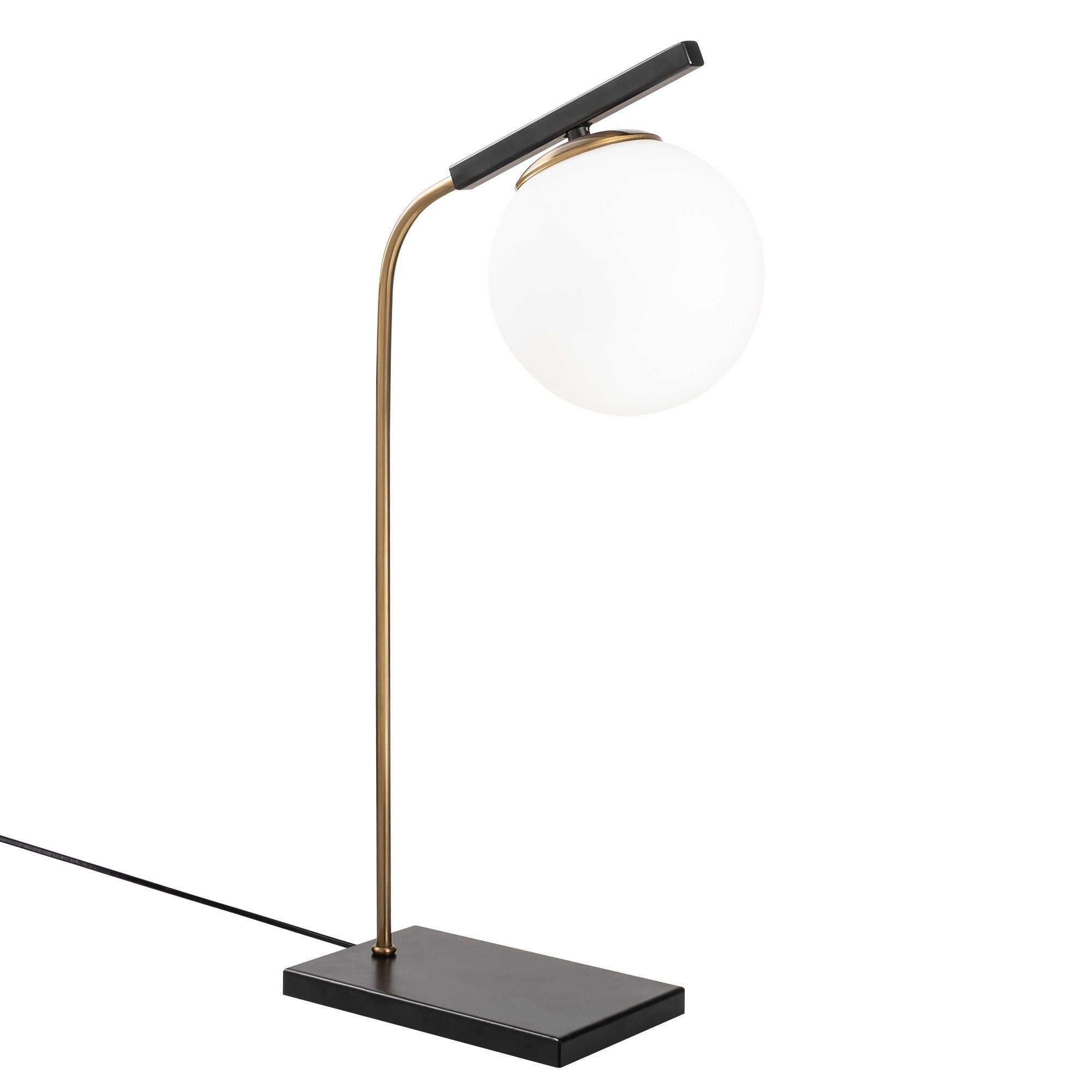 Candeeiro de Mesa Elegante de Metal com Tampa de Vidro, 15 x 26 cm, Altura 55 cm | Acabamento Dourado e Preto, Soquete E27, Potência Máxima de 40 W, Cabo de 200 cm | Iluminação Elegante para Casa e Escritório