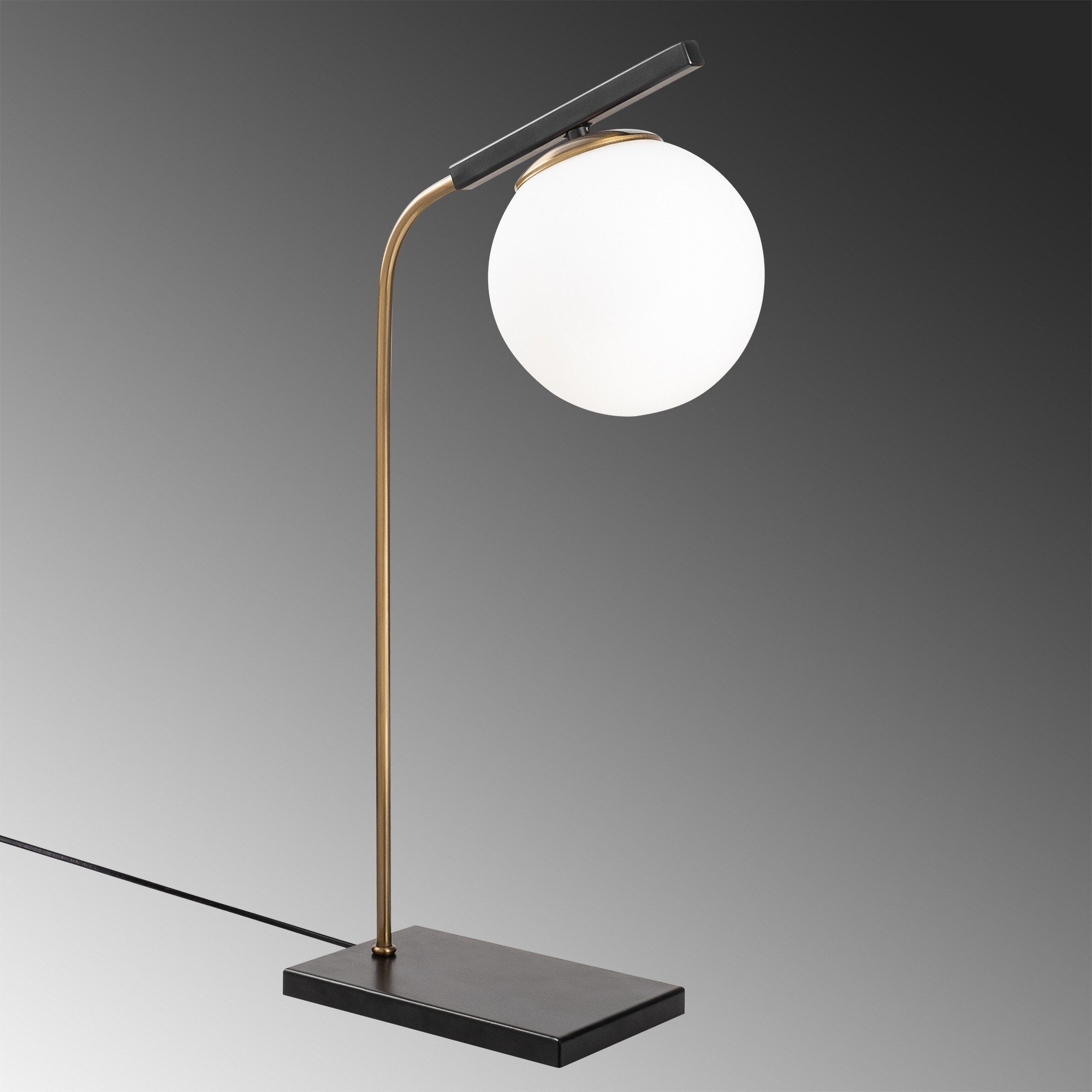 Candeeiro de Mesa Elegante de Metal com Tampa de Vidro, 15 x 26 cm, Altura 55 cm | Acabamento Dourado e Preto, Soquete E27, Potência Máxima de 40 W, Cabo de 200 cm | Iluminação Elegante para Casa e Escritório