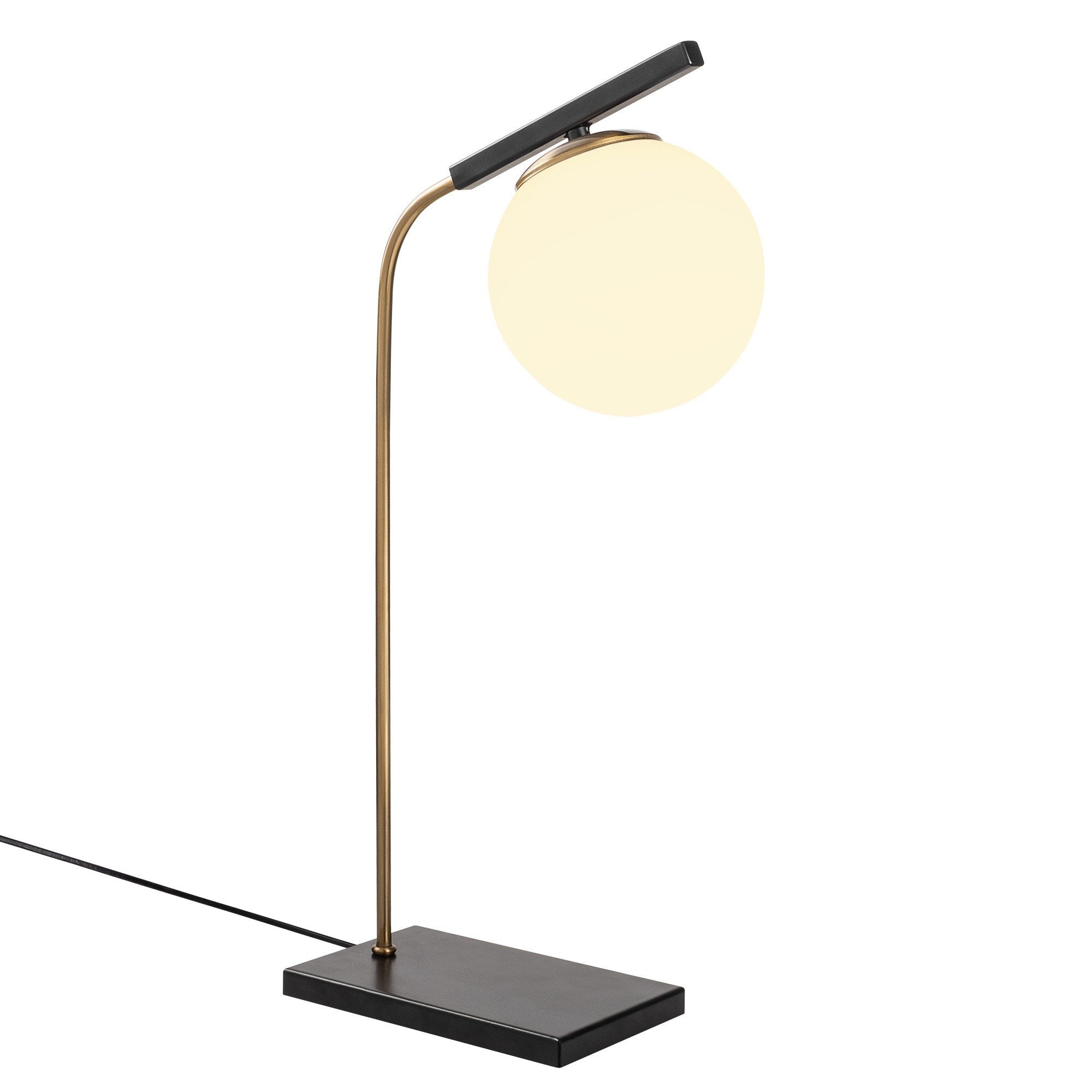 Candeeiro de Mesa Elegante de Metal com Tampa de Vidro, 15 x 26 cm, Altura 55 cm | Acabamento Dourado e Preto, Soquete E27, Potência Máxima de 40 W, Cabo de 200 cm | Iluminação Elegante para Casa e Escritório