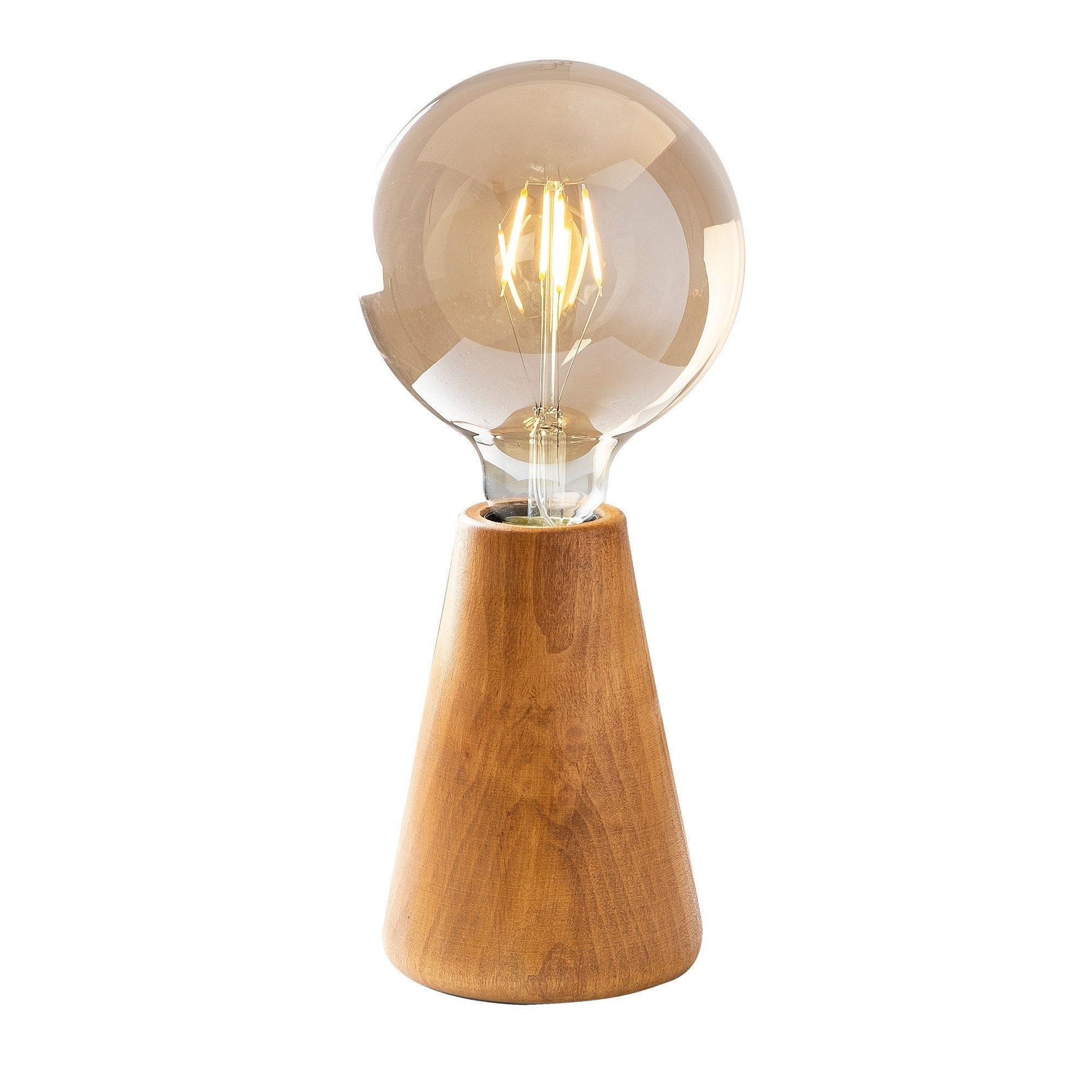Candeeiro de Mesa Elegante com Corpo em Madeira de Carpa, 10 x 10 cm, Altura 15 cm | Soquete E27, Máx. 40 W, Cabo de 150 cm | Acabamento em Madeira Elegante para Decoração de Casa