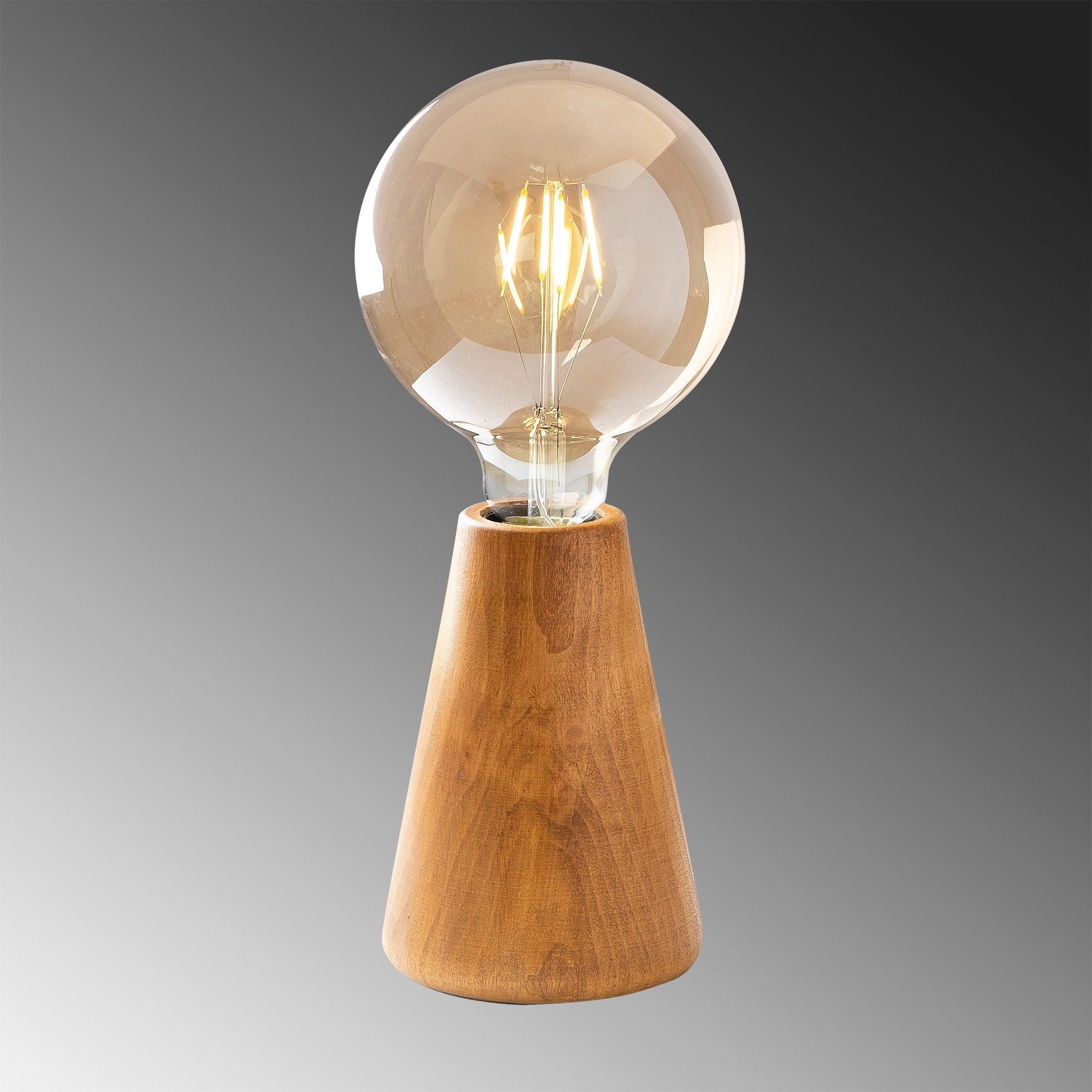 Candeeiro de Mesa Elegante com Corpo em Madeira de Carpa, 10 x 10 cm, Altura 15 cm | Soquete E27, Máx. 40 W, Cabo de 150 cm | Acabamento em Madeira Elegante para Decoração de Casa