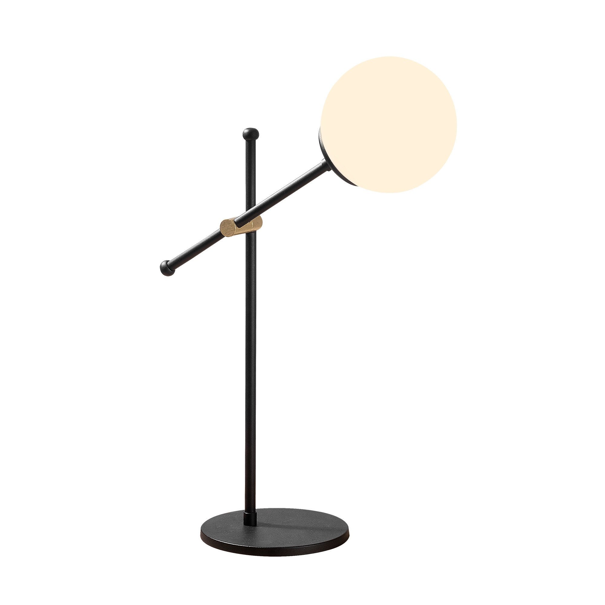 Candeeiro de Mesa Elegante Preta, Corpo de Metal com Tampa de Vidro, 76 cm de Altura, 15 cm de Diâmetro | Interruptor Liga/Desliga, Soquete E27, Cabo de 250 cm | Iluminação Elegante para Casa e Escritório