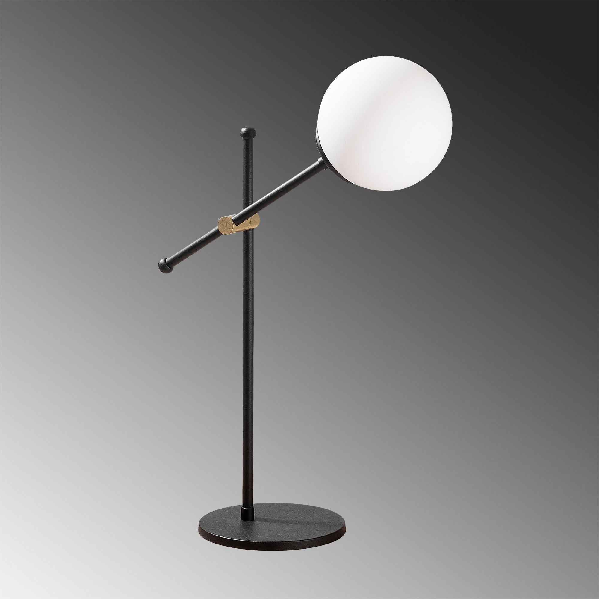 Candeeiro de Mesa Elegante Preta, Corpo de Metal com Tampa de Vidro, 76 cm de Altura, 15 cm de Diâmetro | Interruptor Liga/Desliga, Soquete E27, Cabo de 250 cm | Iluminação Elegante para Casa e Escritório
