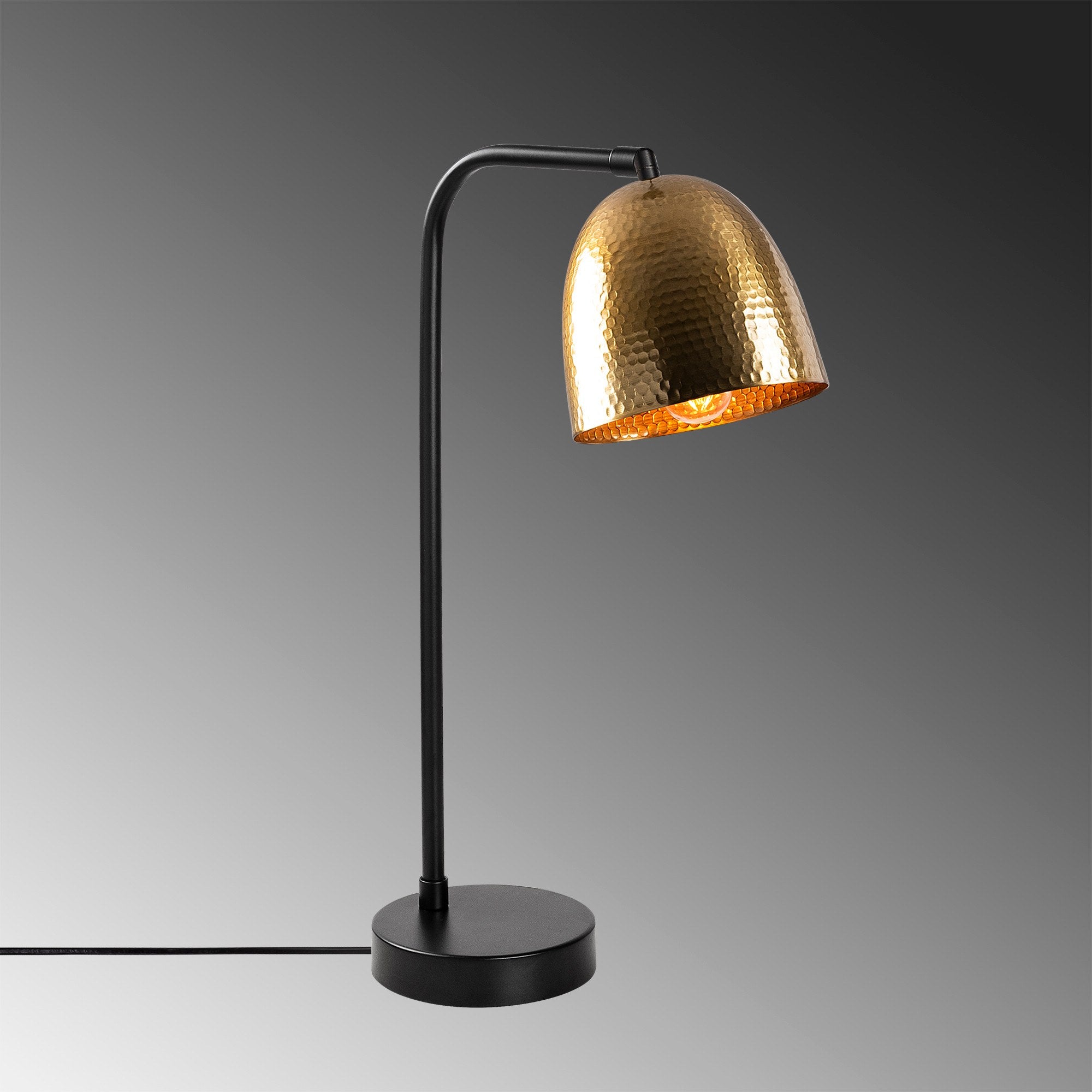 Candeeiro de Mesa Elegante com Corpo em Metal, Acabamento Preto e Vintage, 52 cm de Altura | Soquete E27, 40 W Máx., Cabo de 250 cm | Iluminação Elegante para Casa e Escritório