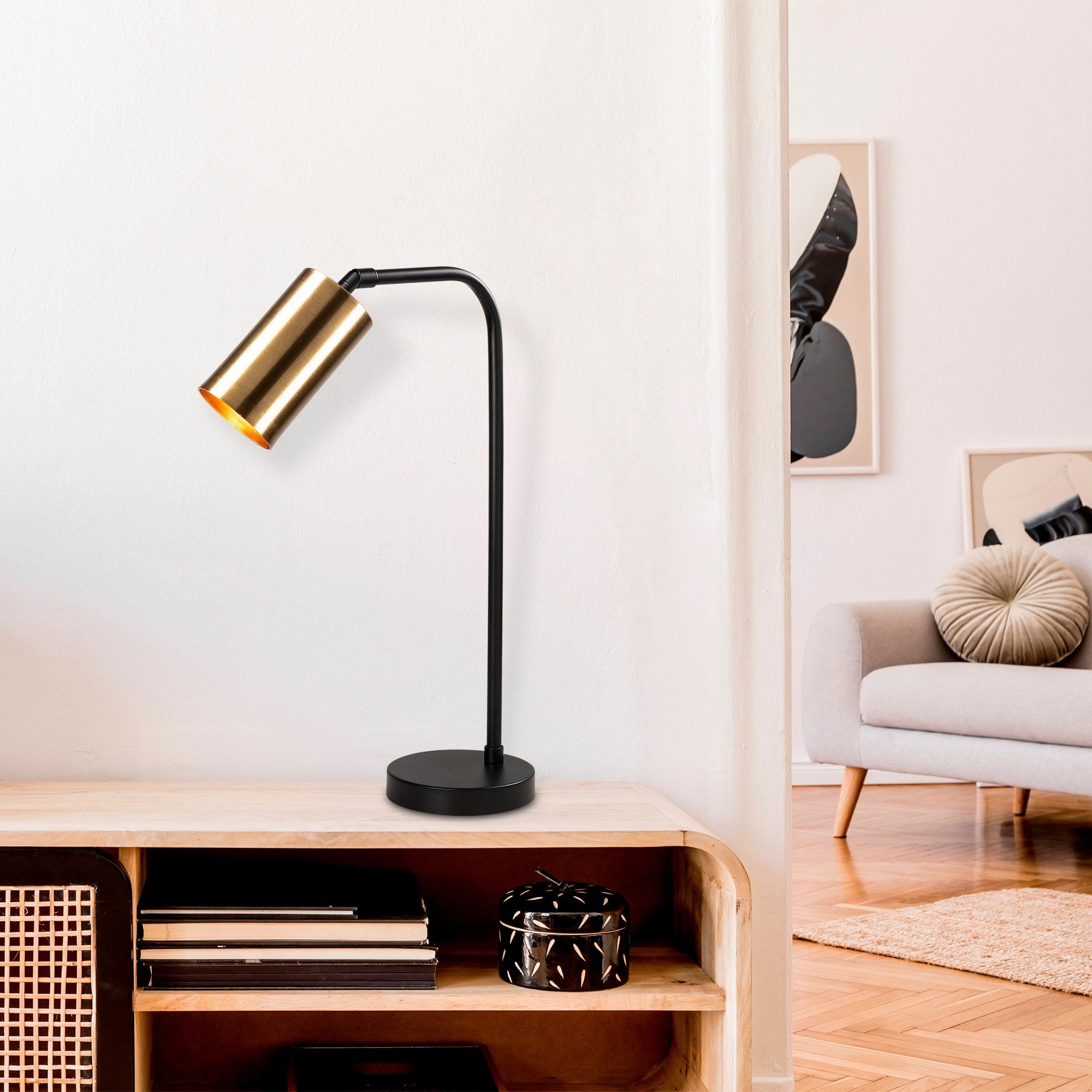 Candeeiro de Mesa Elegante com Corpo de Metal, 52 cm de Altura, Acabamento Preto e Vintage | Soquete E27, Potência Máxima de 40 W, Cabo de 200 cm | Ideal para Decoração de Casa e Escritório