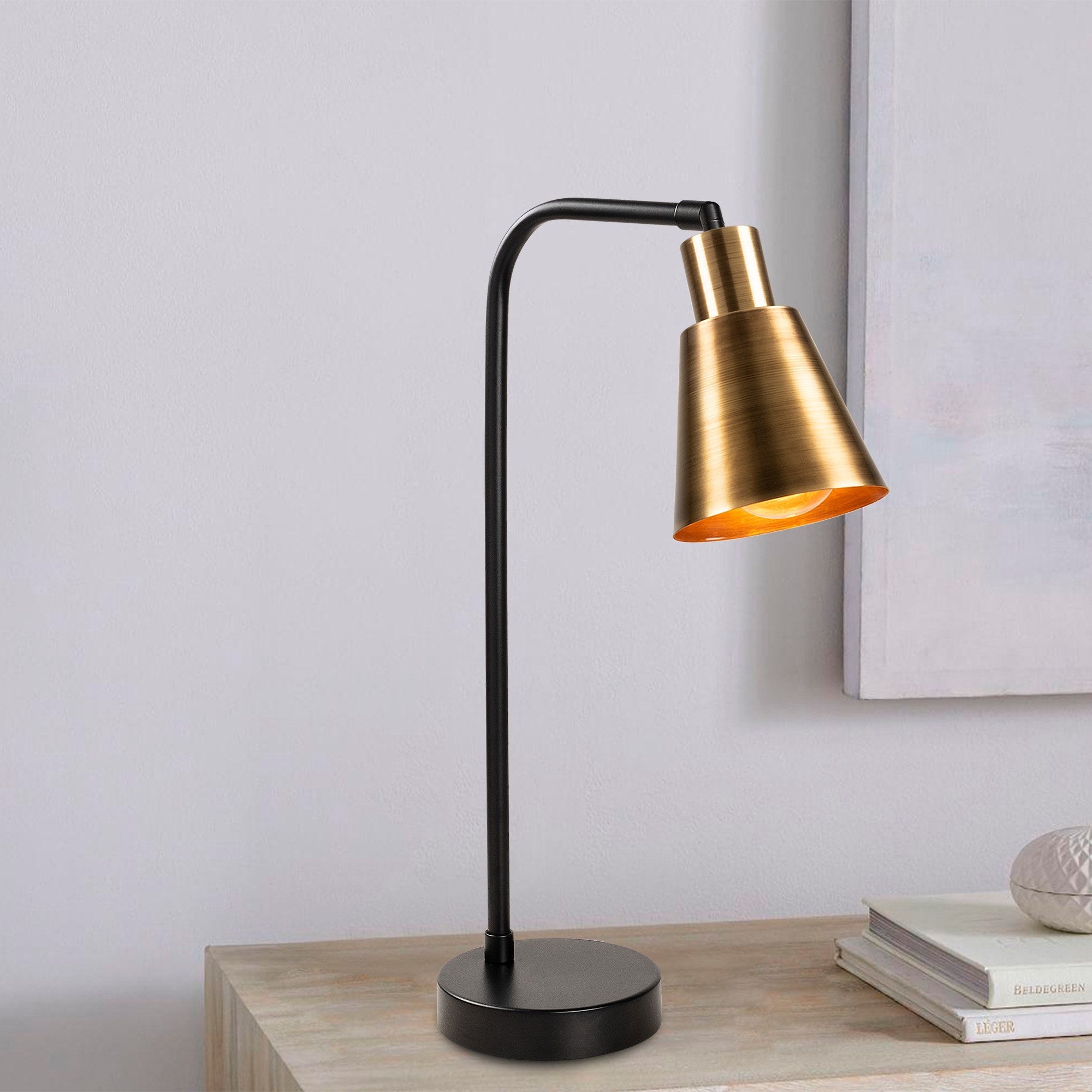 Candeeiro de Mesa Elegante com Corpo em Metal, 52 cm de Altura, Acabamento Preto e Vintage | Soquete E27, 40 W Máx., Cabo de 200 cm | Ideal para Decoração de Casa e Escritório