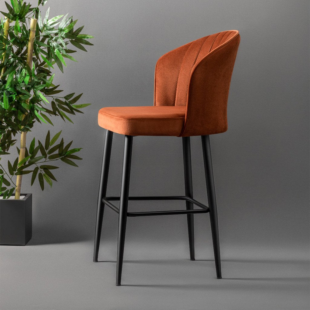 Conjunto de bancos de bar – 52 x 97 x 42 cm – Vermelho Telha e Preto – MDF e Metal