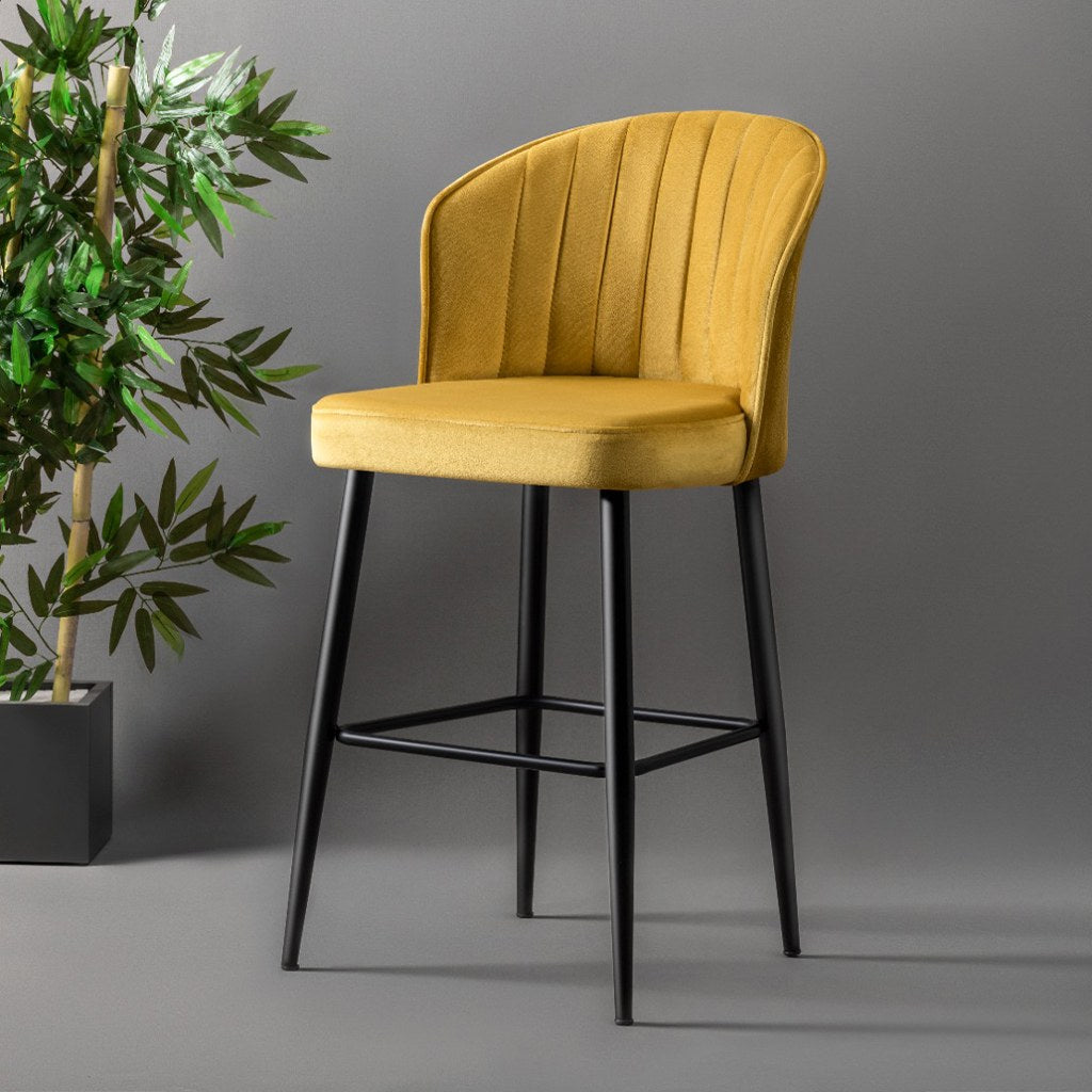 Conjunto de bancos de bar – 52 x 97 x 42 cm – amarelo e preto – painel de partículas revestido de melamina