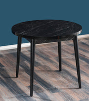 Mesa de jantar redonda – 90 cm x 77.5 cm – Preto e Branco – Melamina