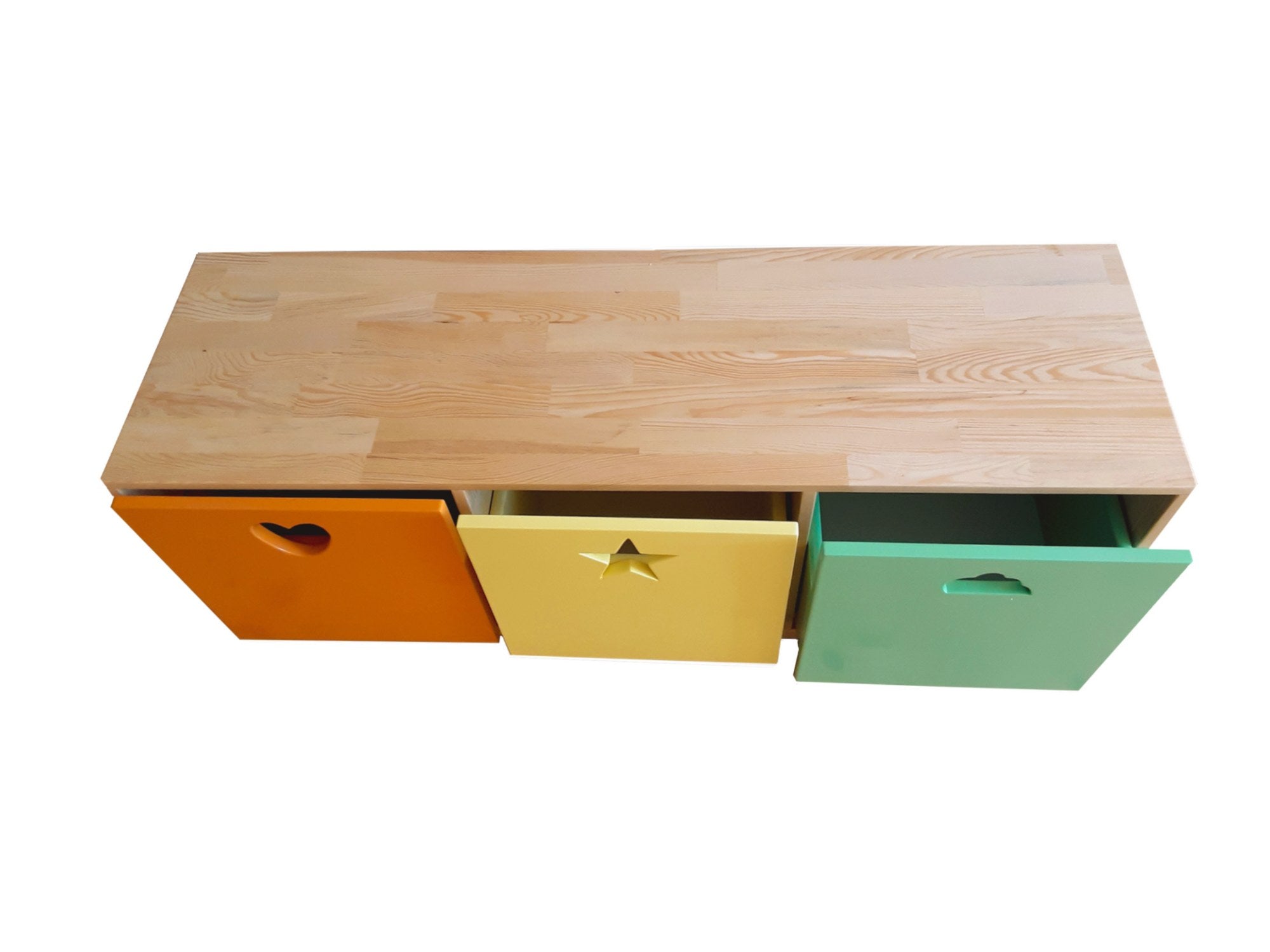 Armário multifunções – 130 cm x 46 cm x 39 cm – Multicolorido – 100% pinho