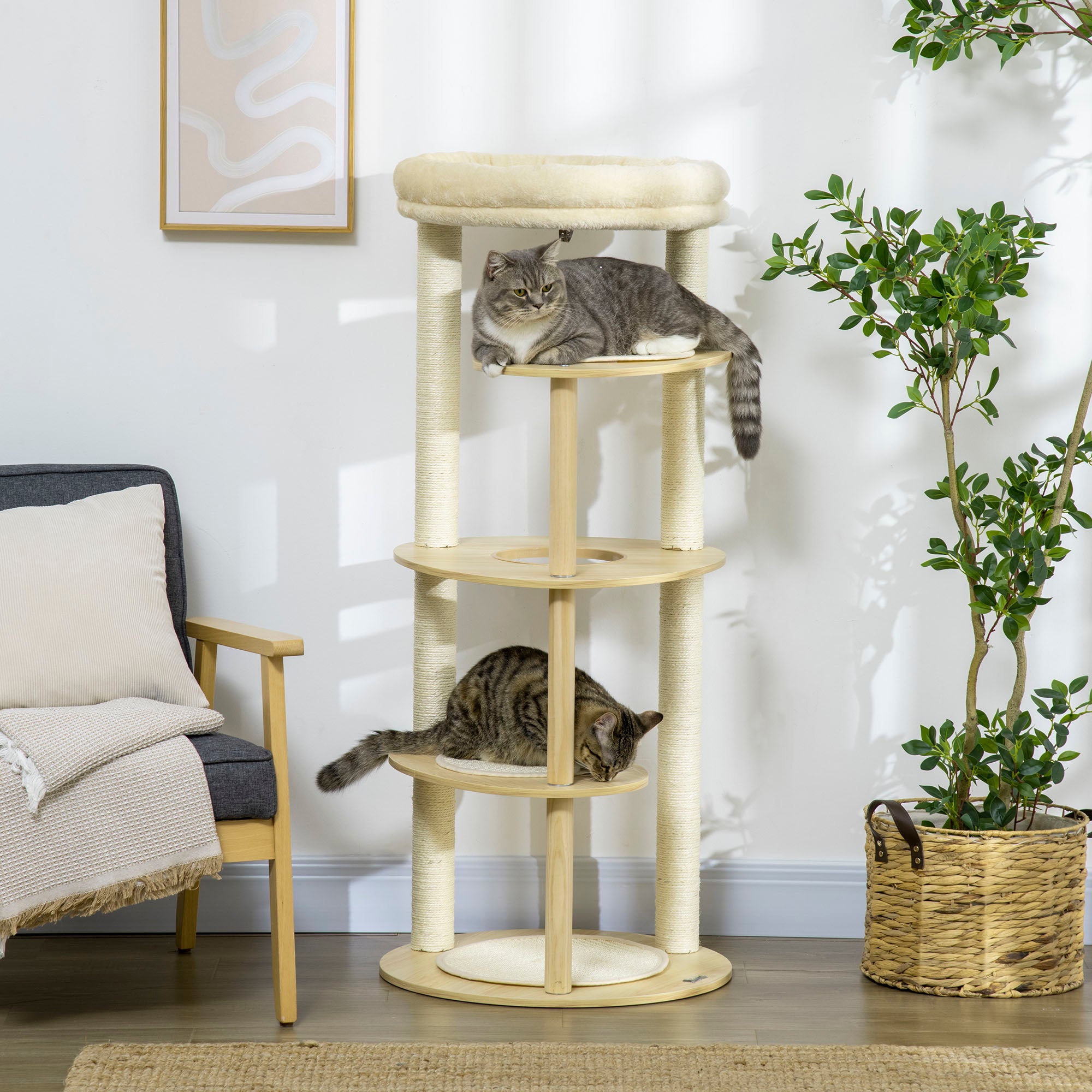 Torre de Arranhar para Gatos Ø54x123,5 cm Cor de Carvalho