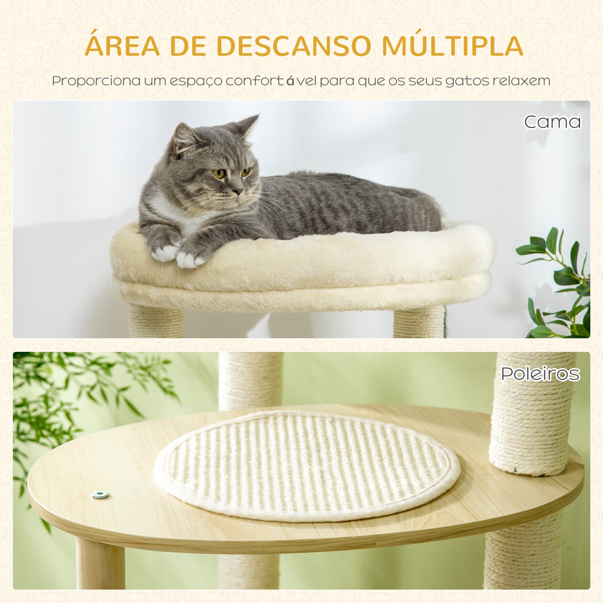Torre de Arranhar para Gatos Ø54x123,5 cm Cor de Carvalho